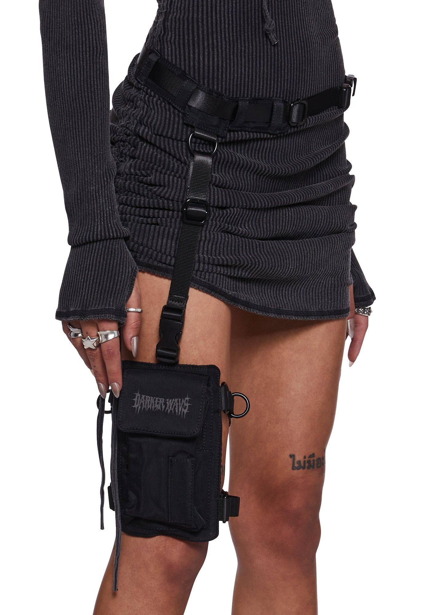 Darker Wavs Leg Garter Pocket Belt Bag - Black