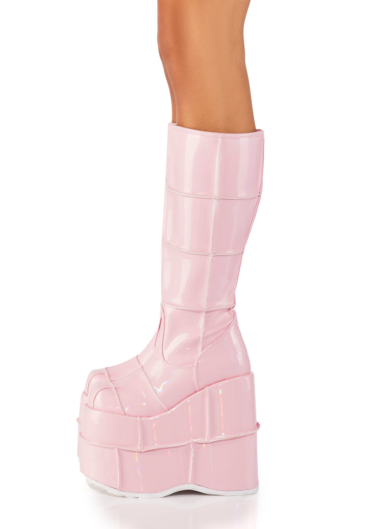 Demonia Stack 301 Pink Knee High Platform Boots Dolls Kill