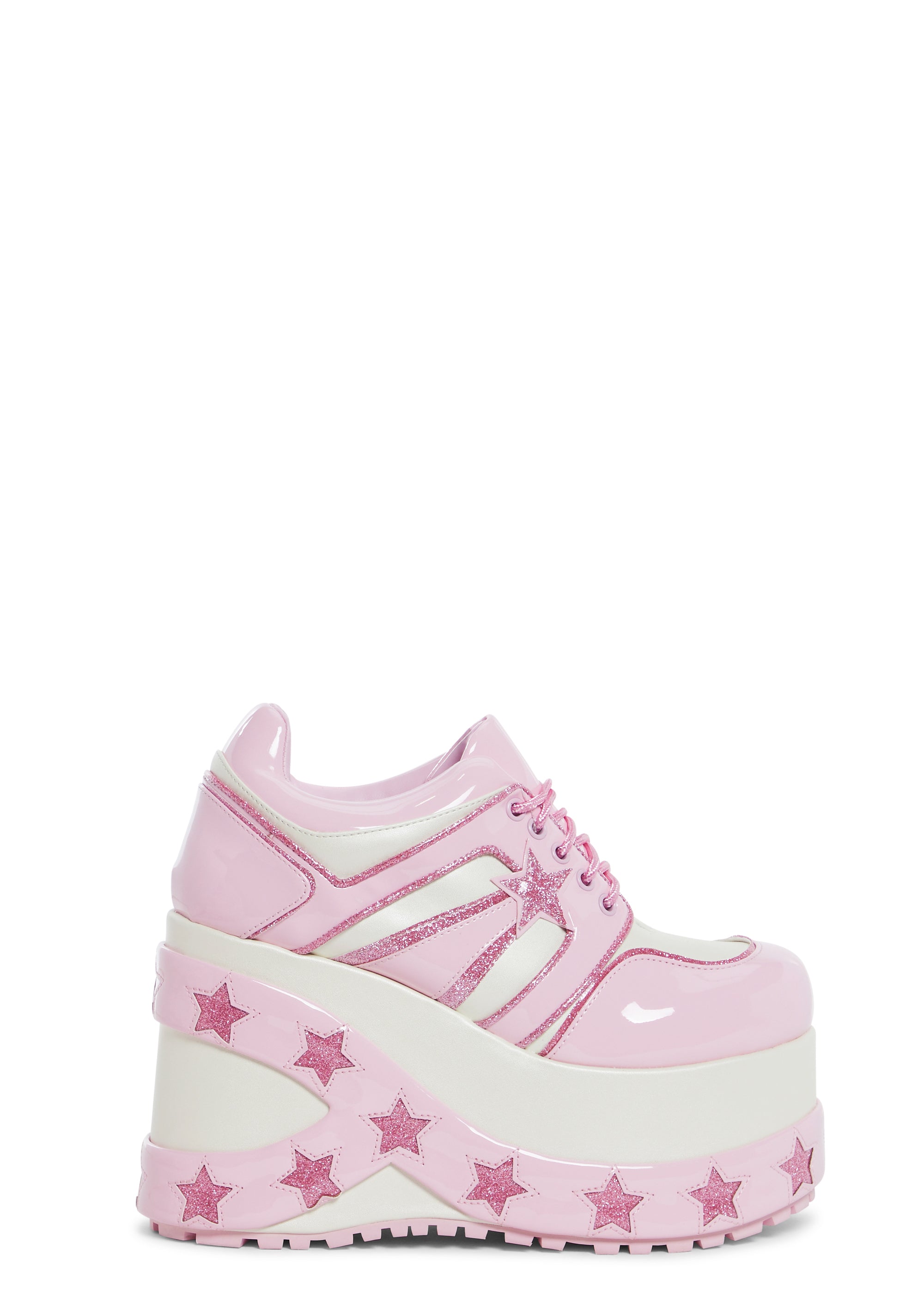 Sugar Thrillz Glitter Star Platform Sneakers Pink Multi Dolls Kill