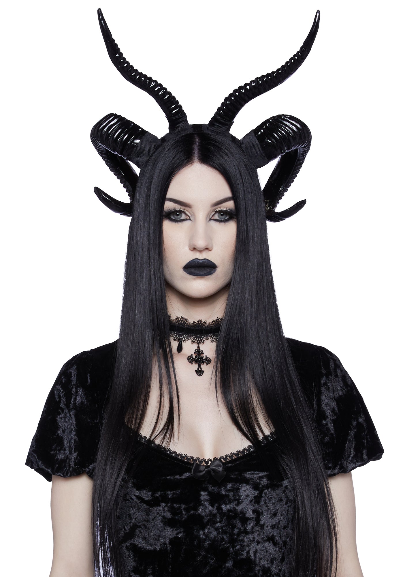 Halloween Double Demon Horn Headband Black Dolls Kill