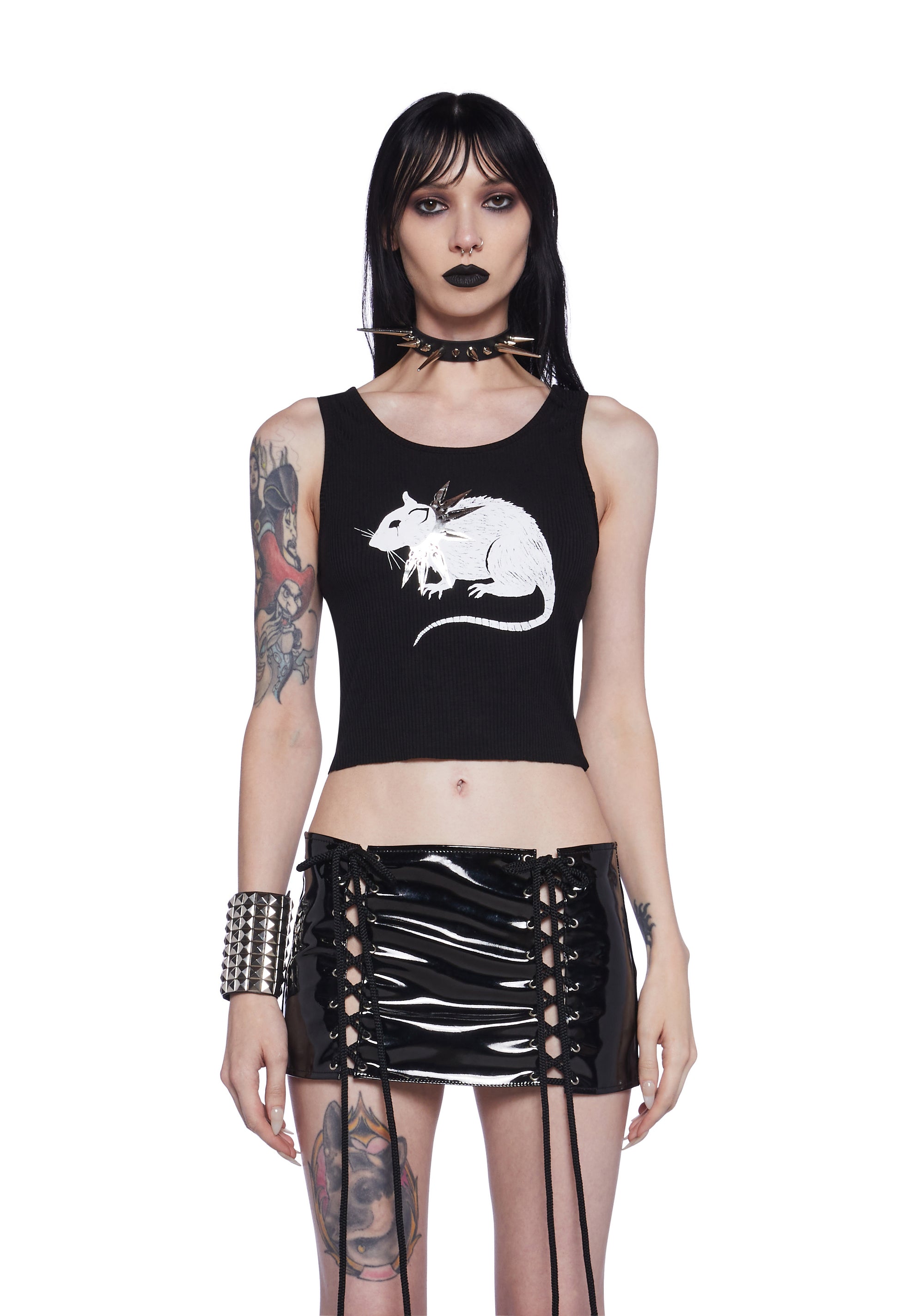 mad PUNKS girl タンクトップ Women's Punk Multi-pockets Halterneck Tank Top with Skirt – Punk