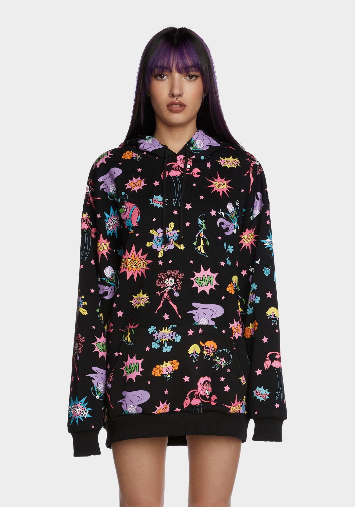 Dolls Kill x Powerpuff Girls Graphic Villains Oversized Hoodie Black