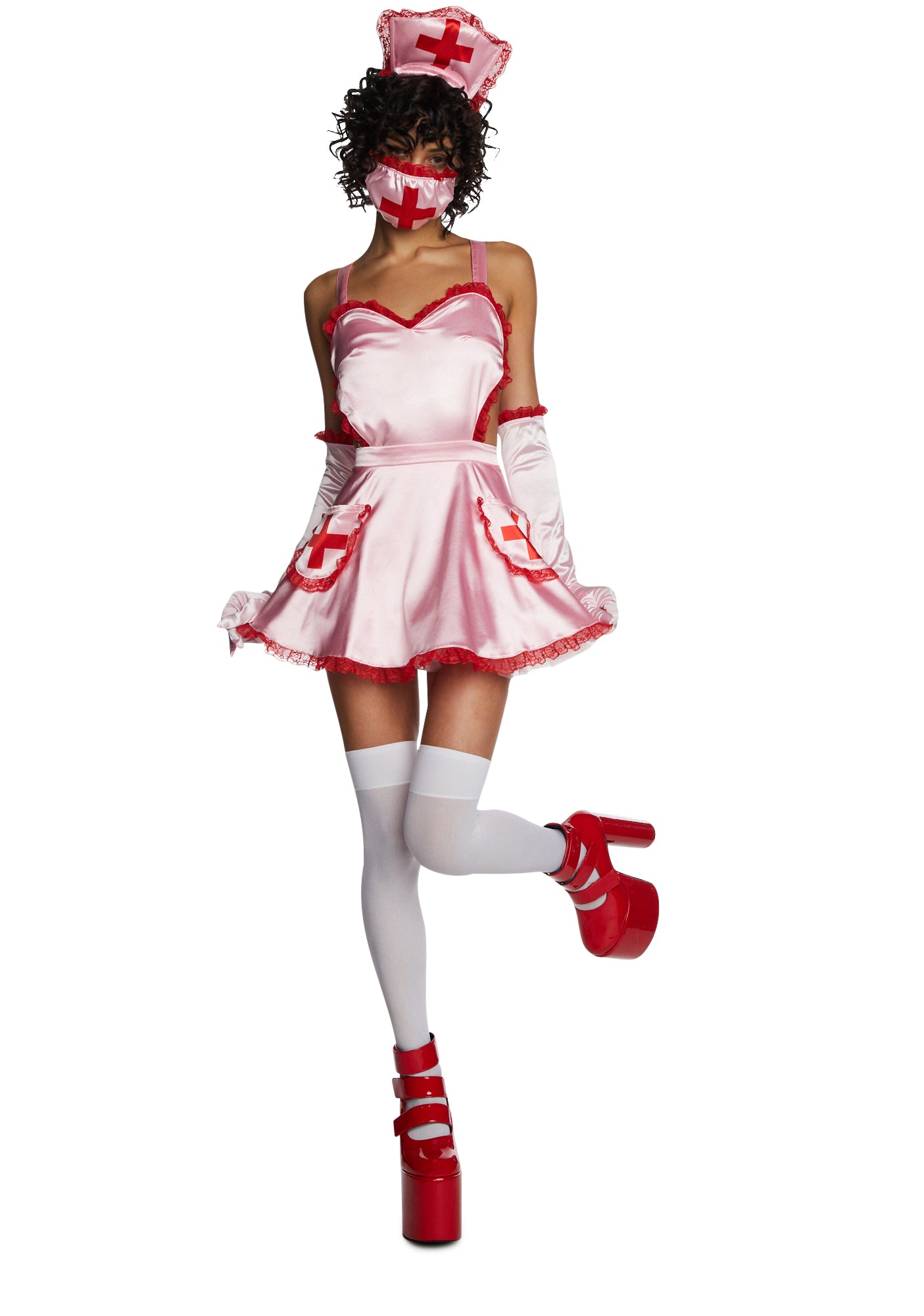 Trickz N' Treatz Sexy Nurse Satin Costume Set - Pink Trickz N' Treatz Sexy Nurse Satin Costume Set - Pink