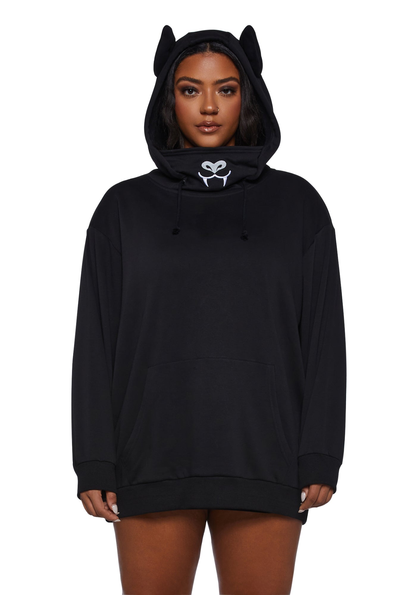 Plus Size Trickz N Treatz Bat Mask Oversized Hoodie