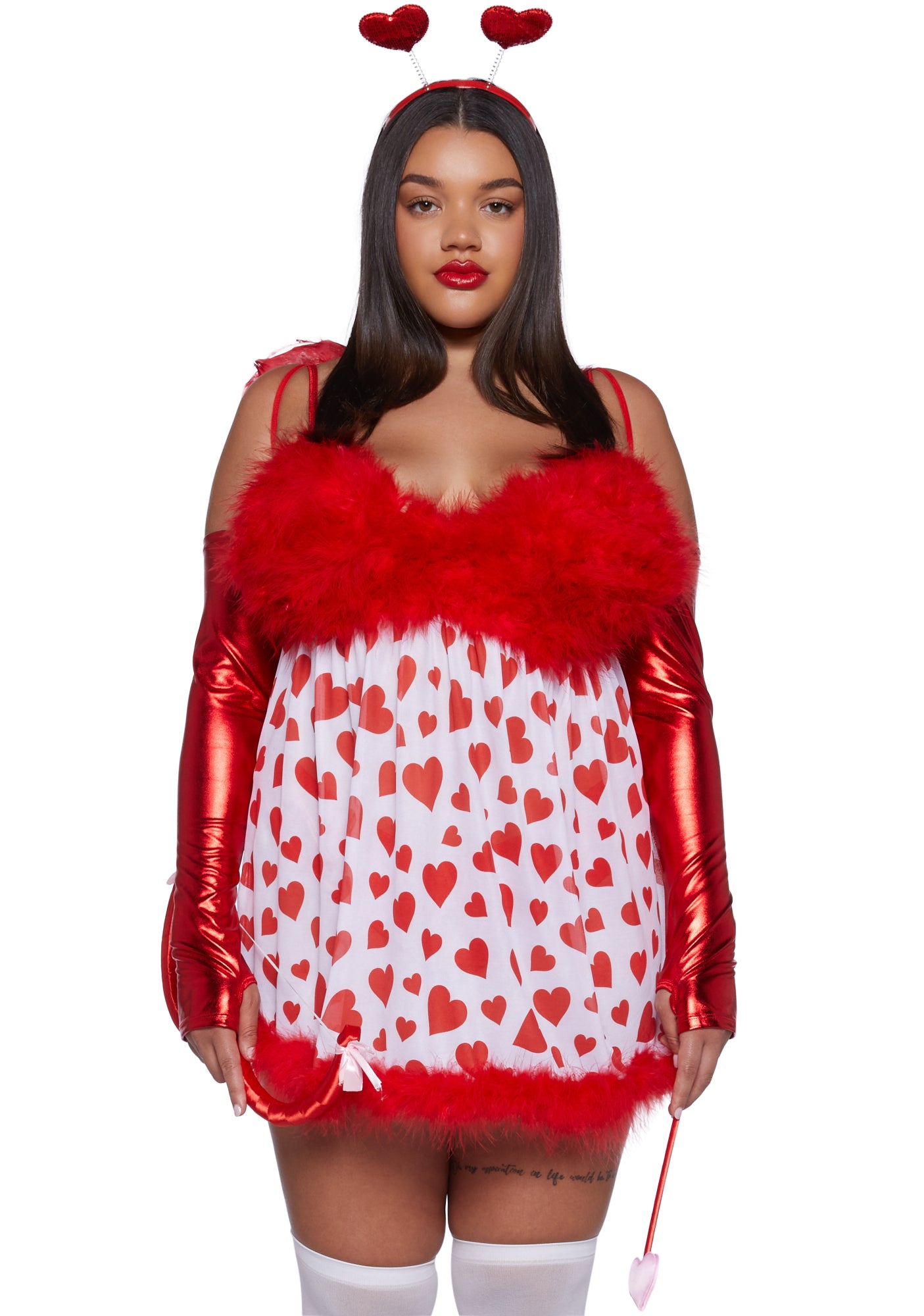 Plus Size Sexy Womens Halloween Costume Marabou Trim Sexy Cupid Costume - Red Dolls Kill Plus Size Sexy Womens Halloween Costume Marabou Trim Sexy Cupid Costume - Red Dolls Kill