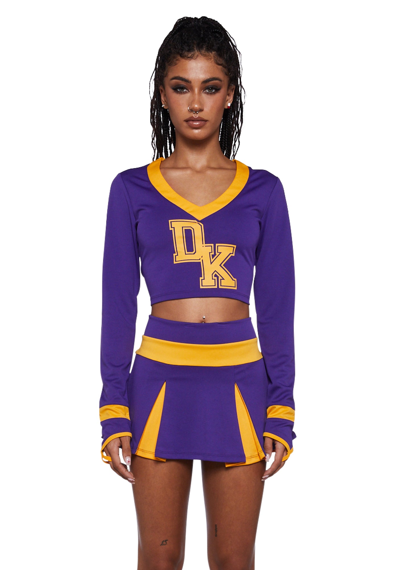Cheerleader Jennifer's Body Megan Fox Costume Sexy Womans Halloween Maneater - Purple/Yellow RAINBOW / X-LARGE Cheerleader Jennifer's Body Megan Fox Costume Sexy Womans Halloween Maneater - Purple/Yellow RAINBOW / X-LARGE