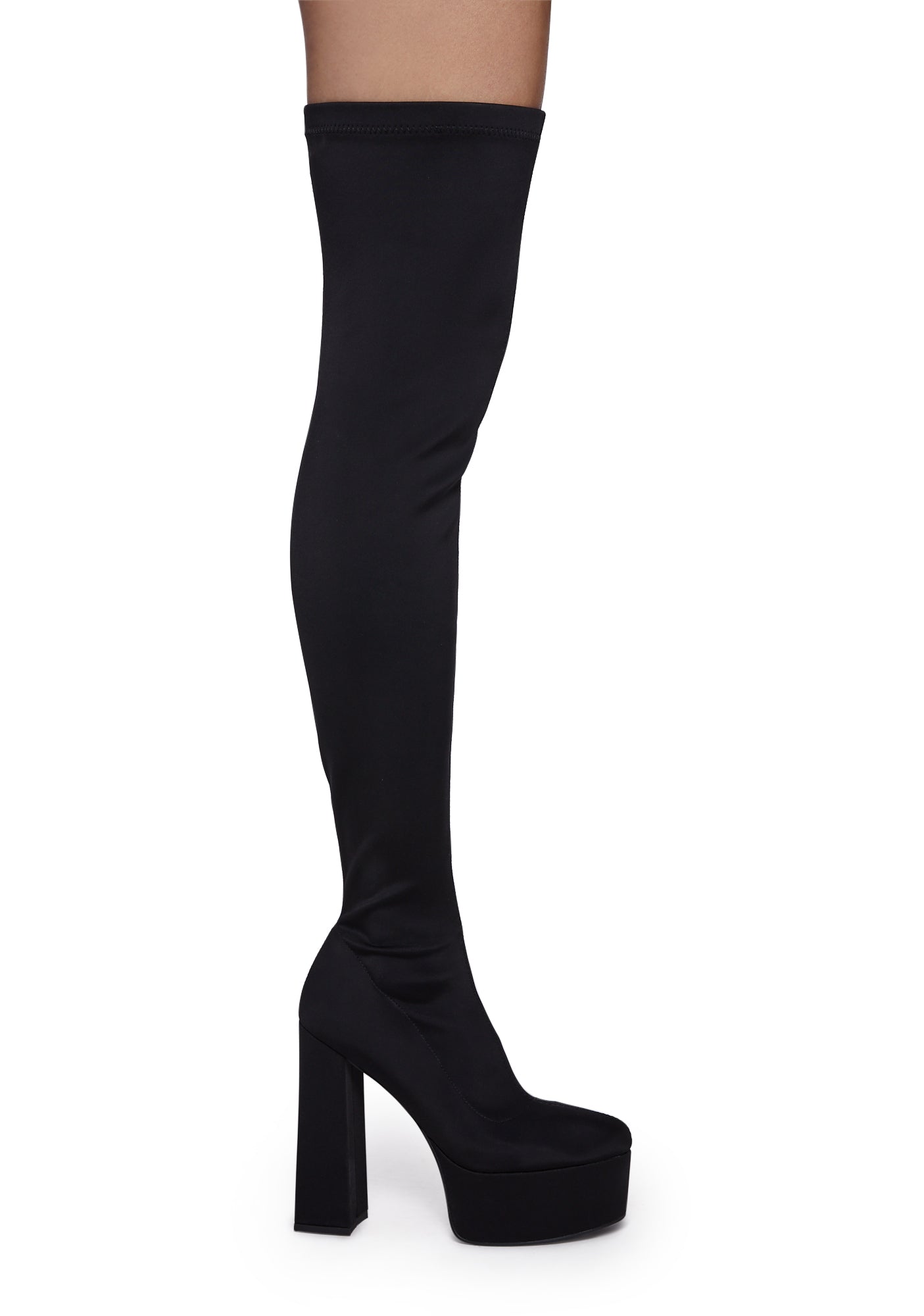 Azalea Wang Thigh High Slim Fit Platform Boots Black – Dolls Kill