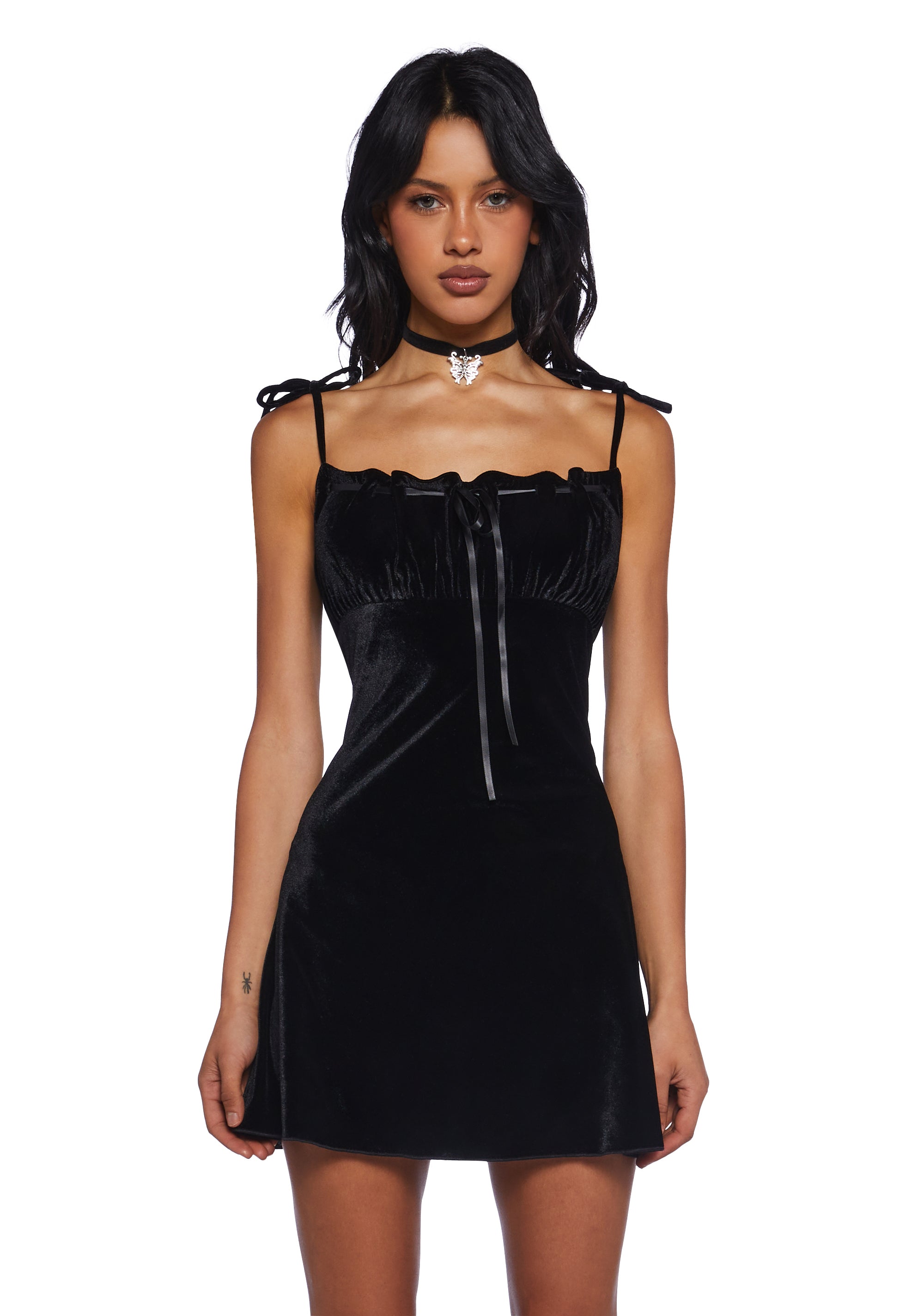 velvet ribbon mini dress Current Mood Satin Ribbon Velvet Ruched Bust Mini Dress – Dolls Kill