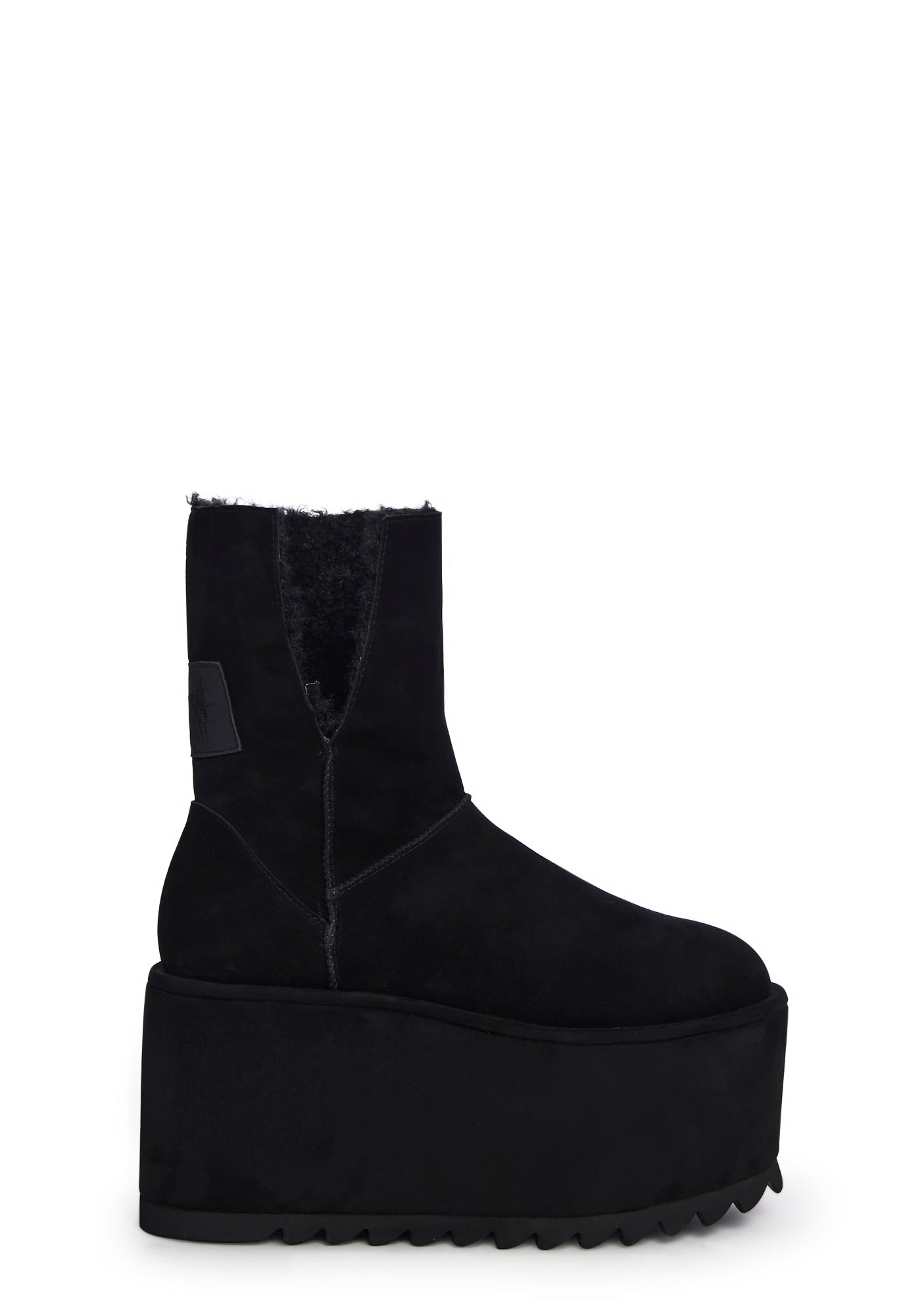Darker Wavs Suede Platform Boots With Fleece Lining Black