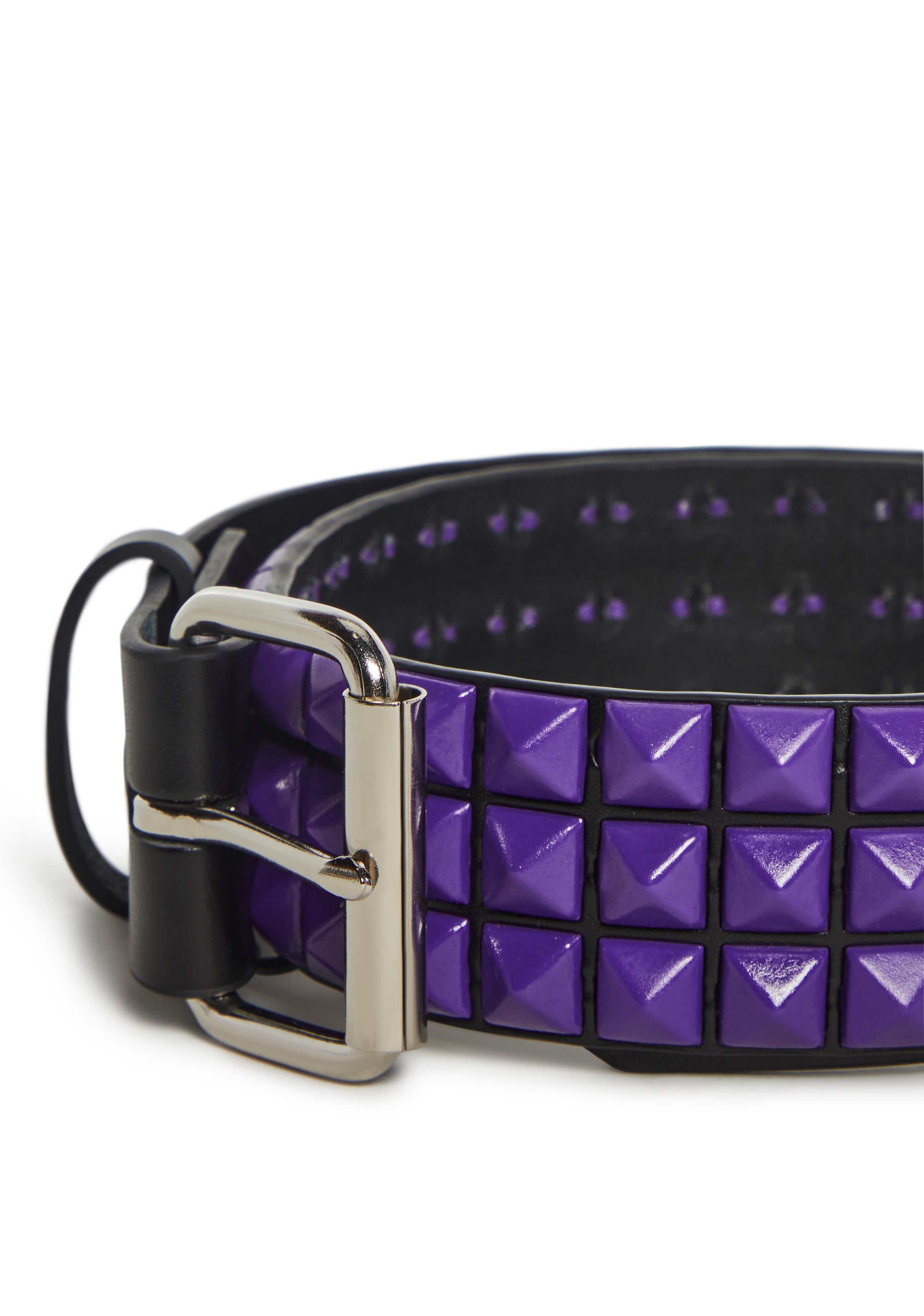 Funk Plus Purple Pyramid Studded Belt - Black – Dolls Kill display picture 2