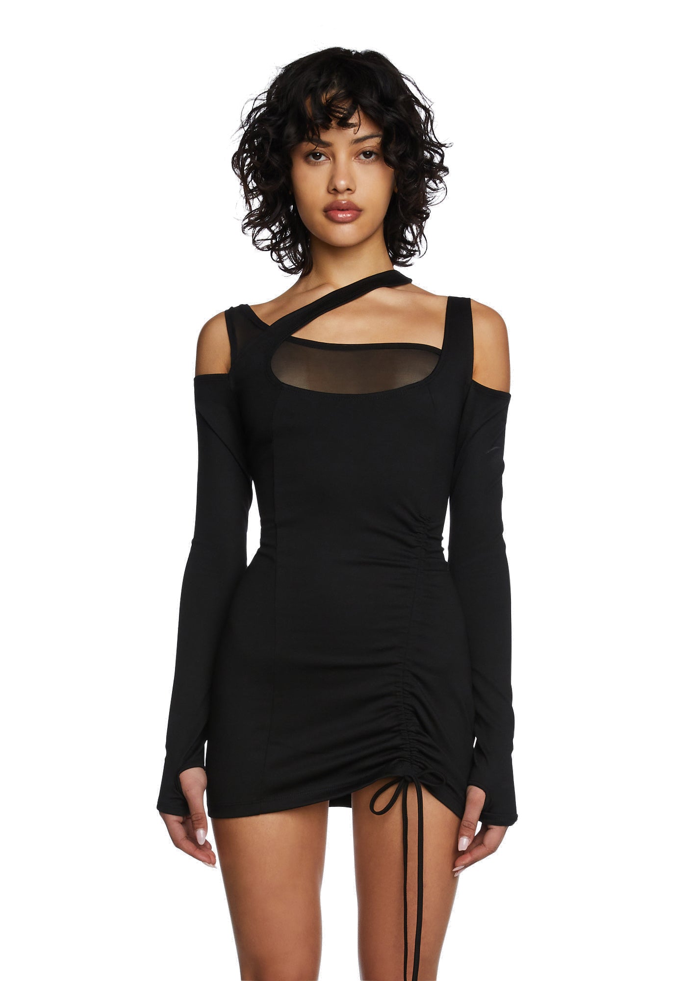 Poster Grl Asymmetrical Mesh Bust Ruched Long Sleeve Mini Dress Dolls Kill Poster Grl Asymmetrical Mesh Bust Ruched Long Sleeve Mini Dress Dolls Kill