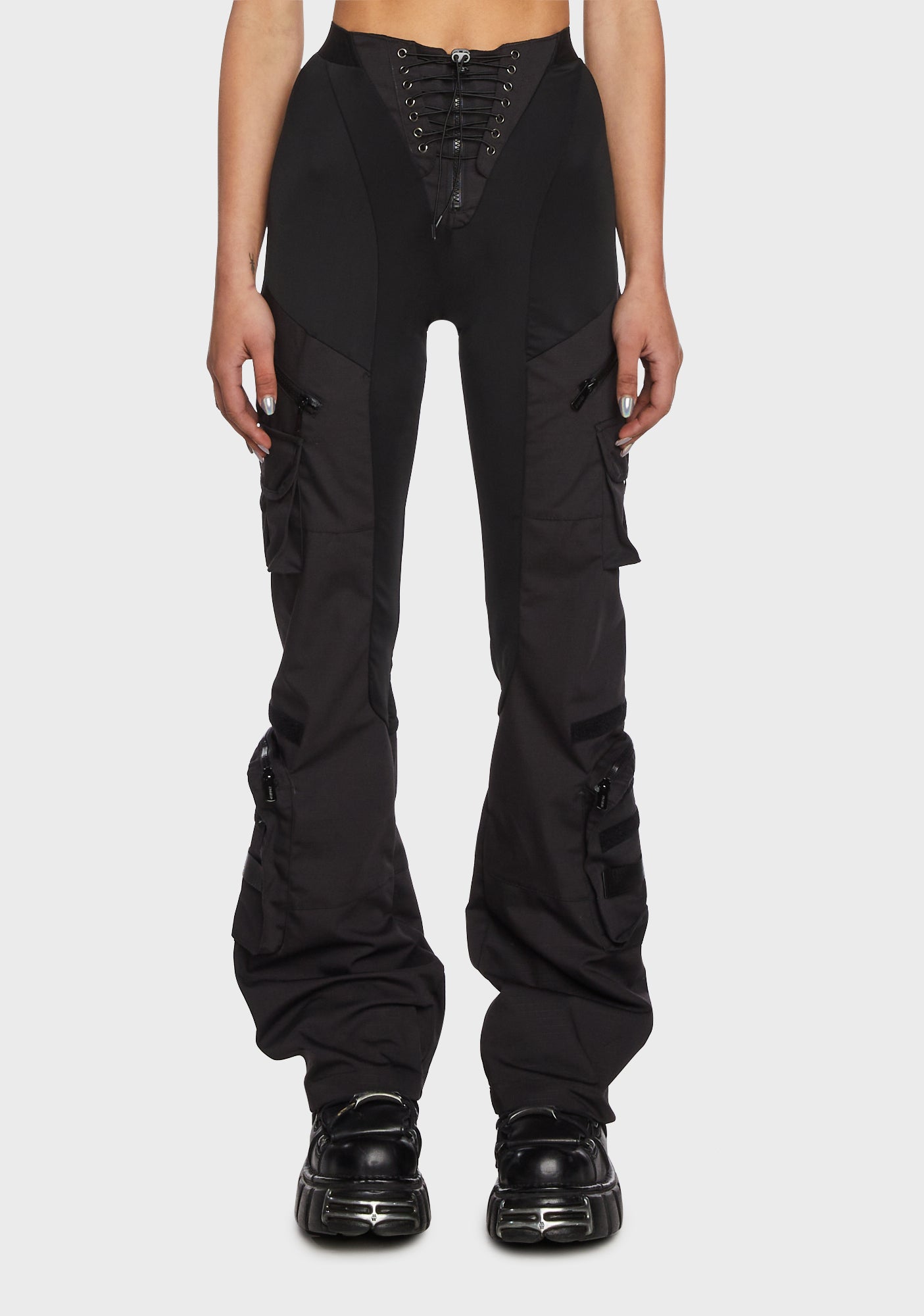Namilia Lycra Nylon 3D Pocket Cargo Pants - Black – Dolls Kill