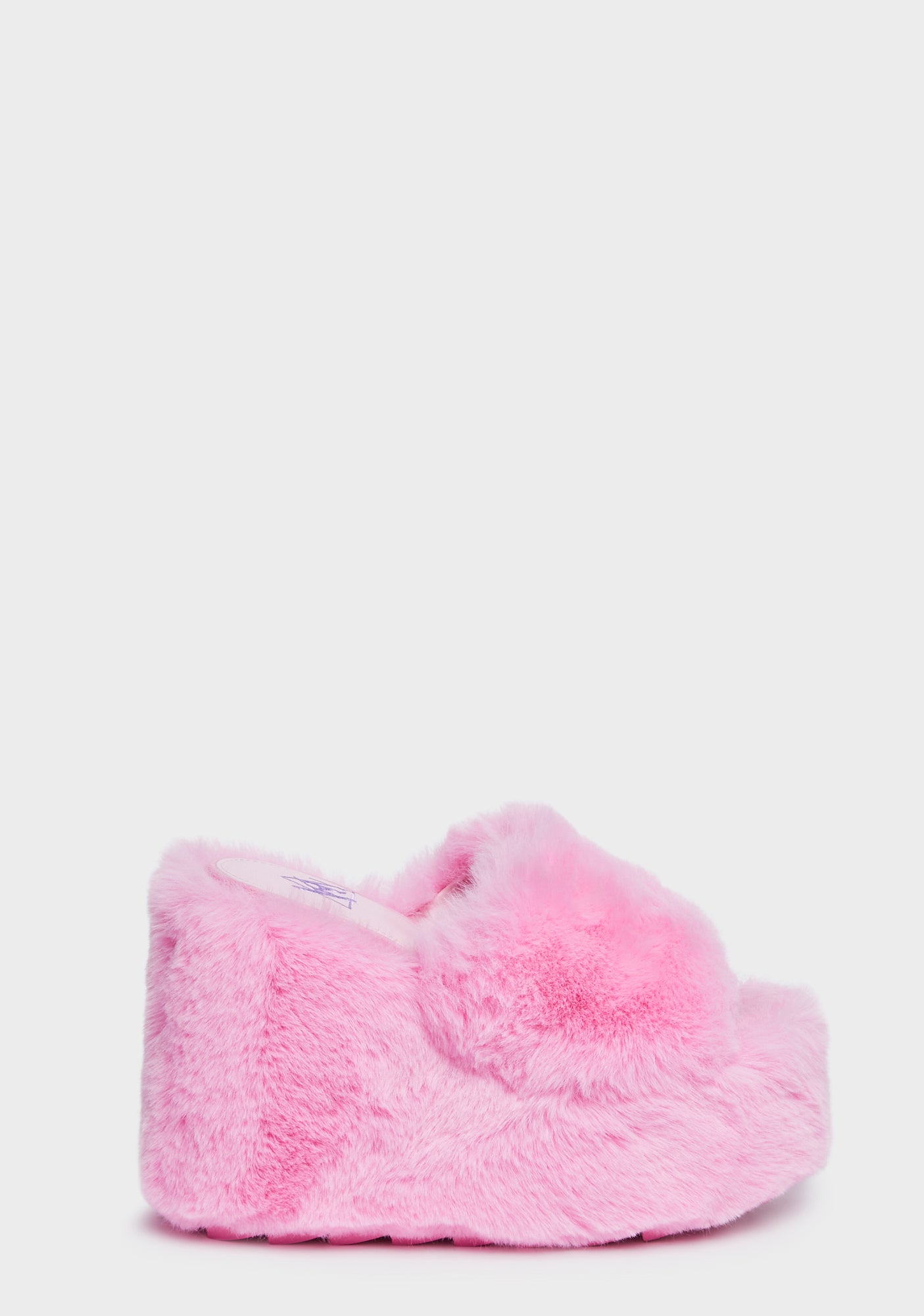YRU Faux Fur Platform Wedge Sandals Pink Dolls Kill