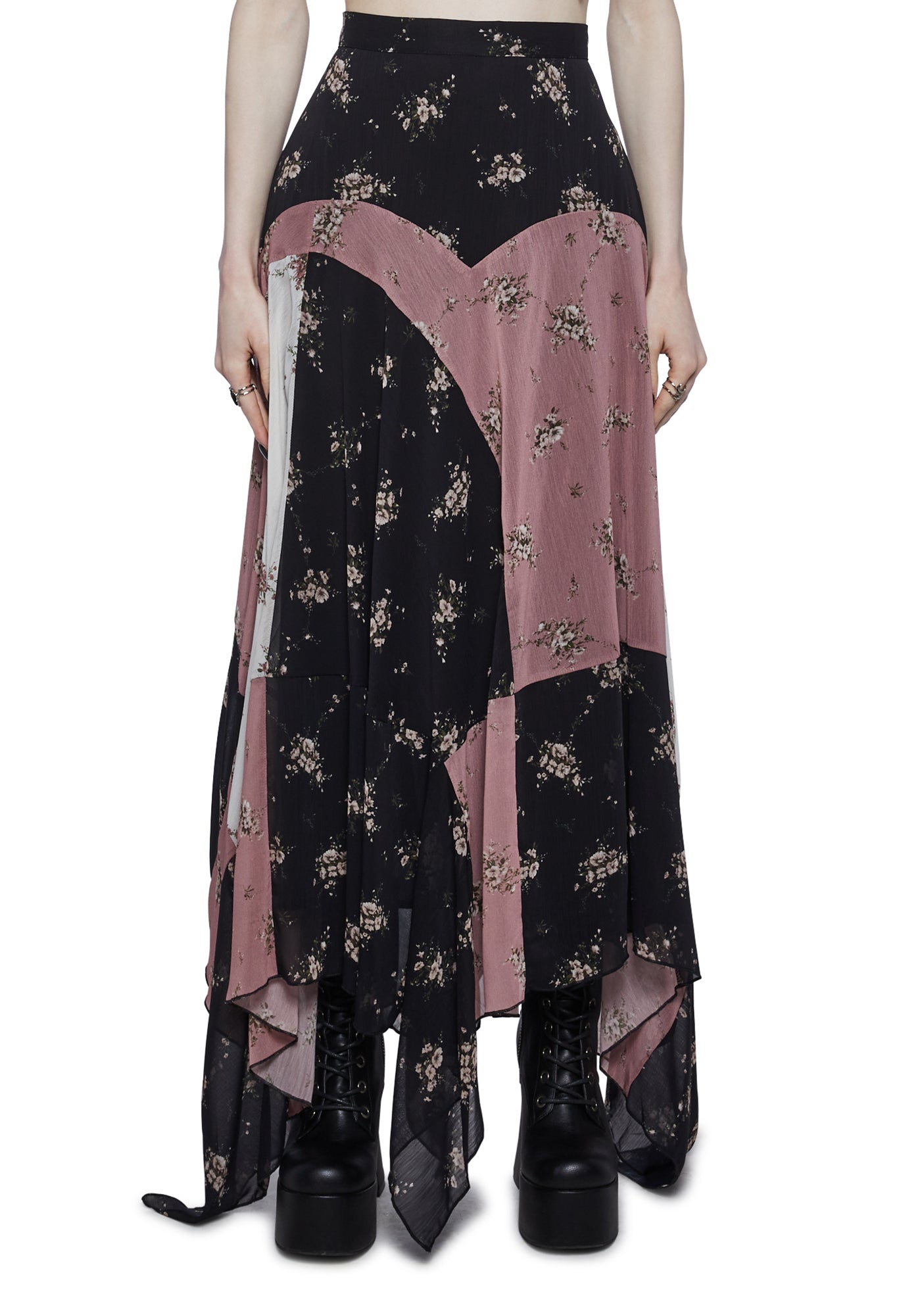 Widow Floral Tri Color Maxi Skirt Multi – Dolls Kill