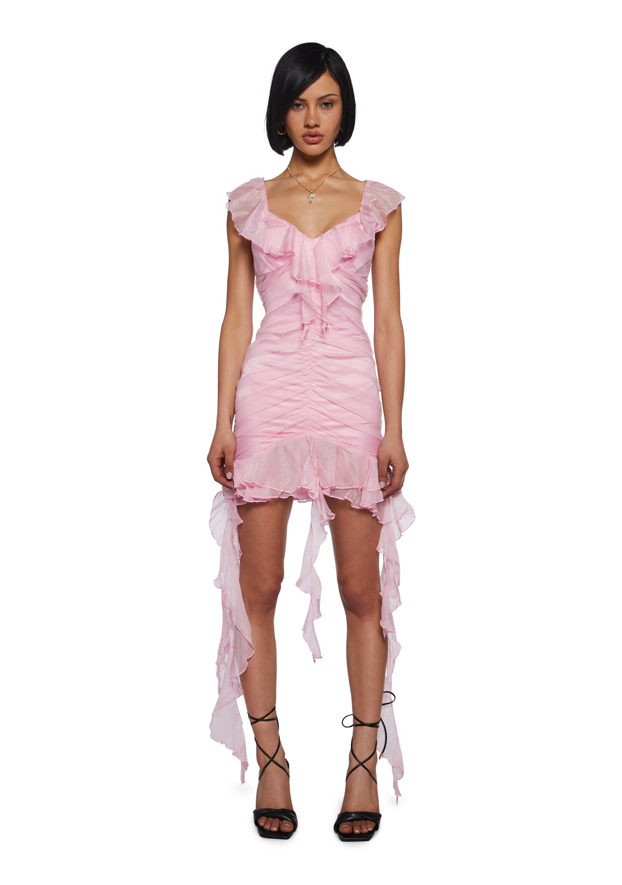 Generation Kiss Stretch Tulle Ruched Ruffle Mini Dress