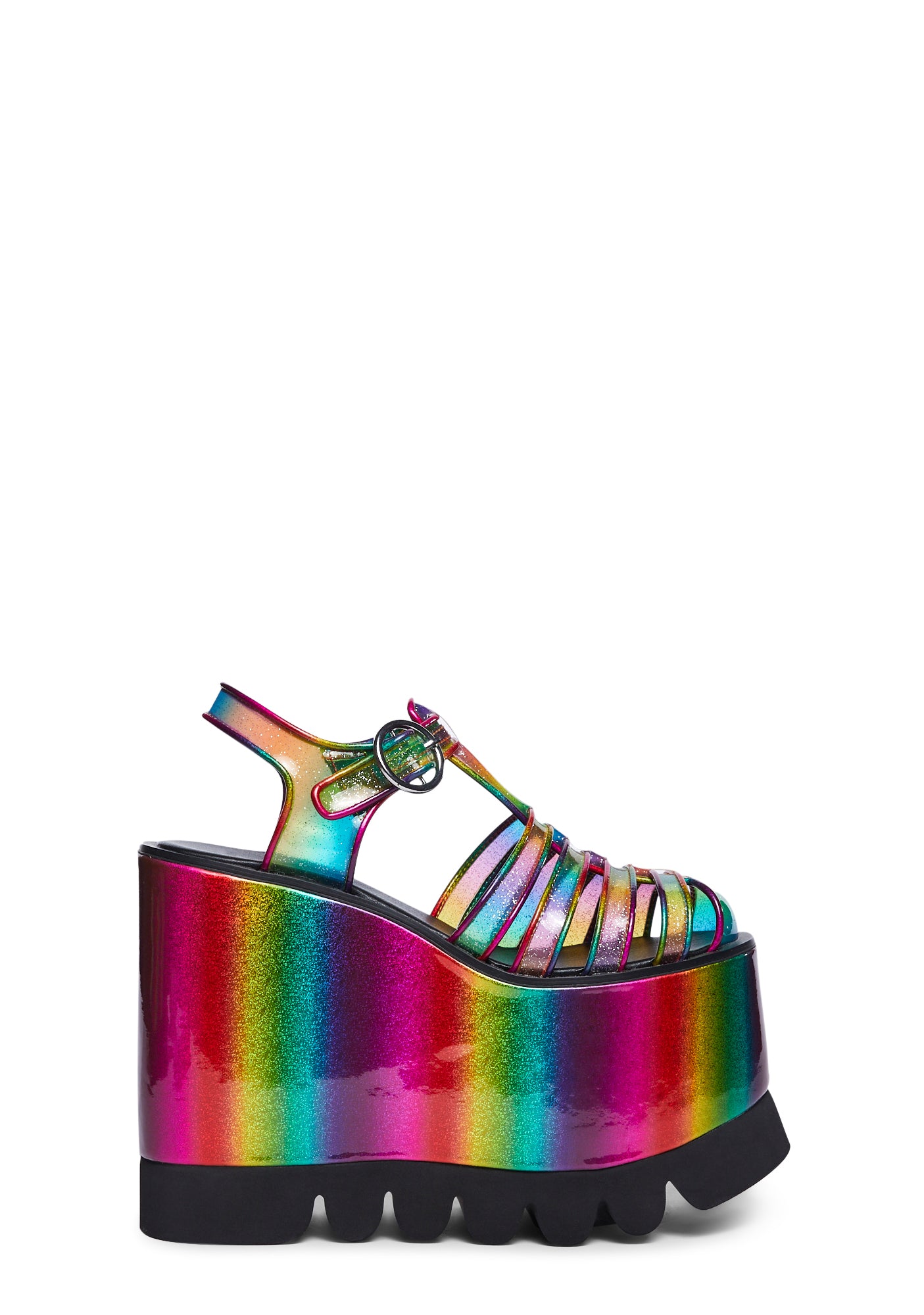 Wedge Sandals Holographic Rainbow Sandals Club Exx Rainbow