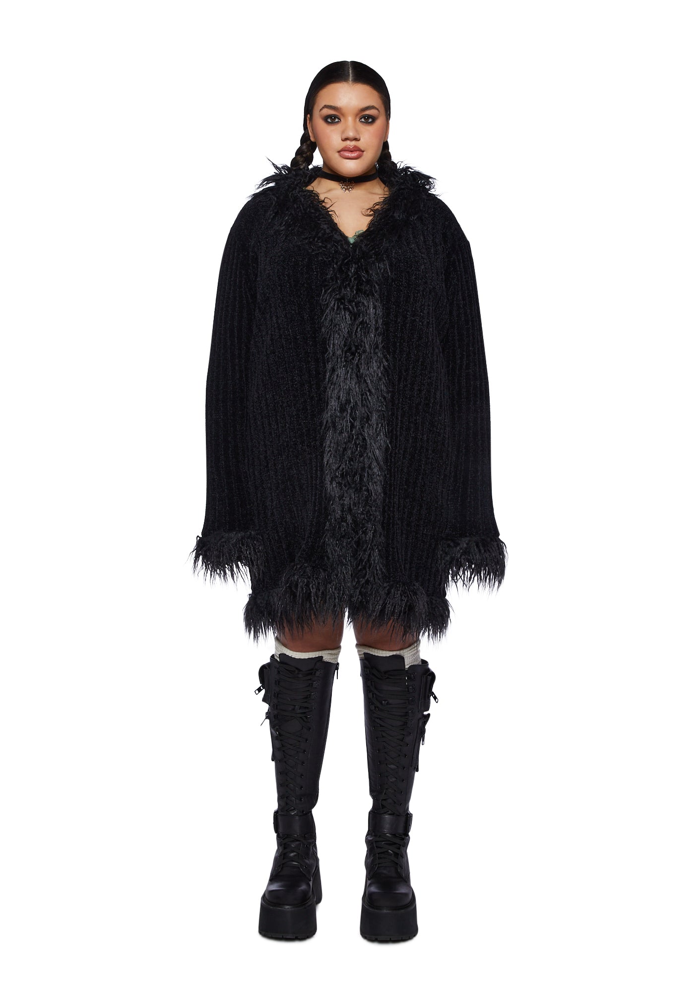 Plus size 2024 faux fur cardigan
