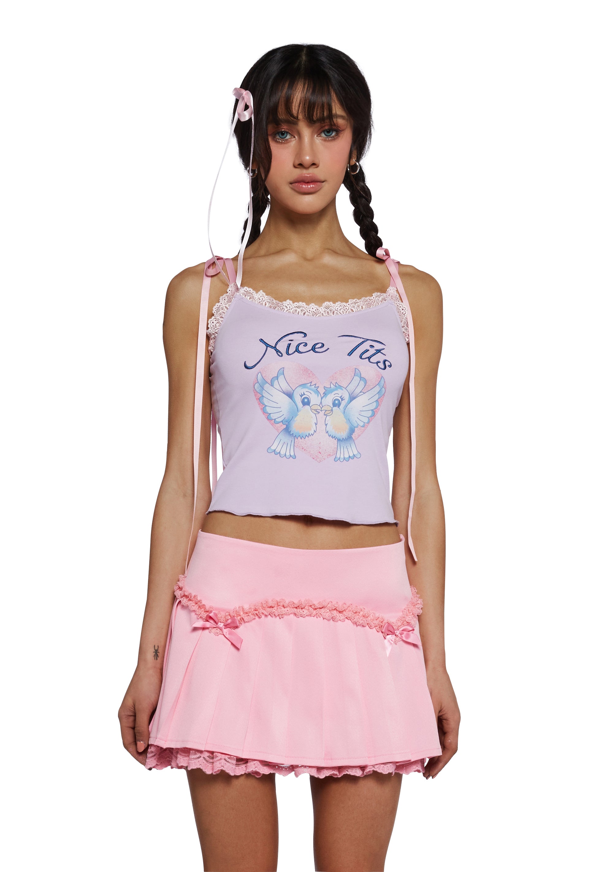 Sugar Thrillz Bird Lace Tank Top Purple Dolls Kill
