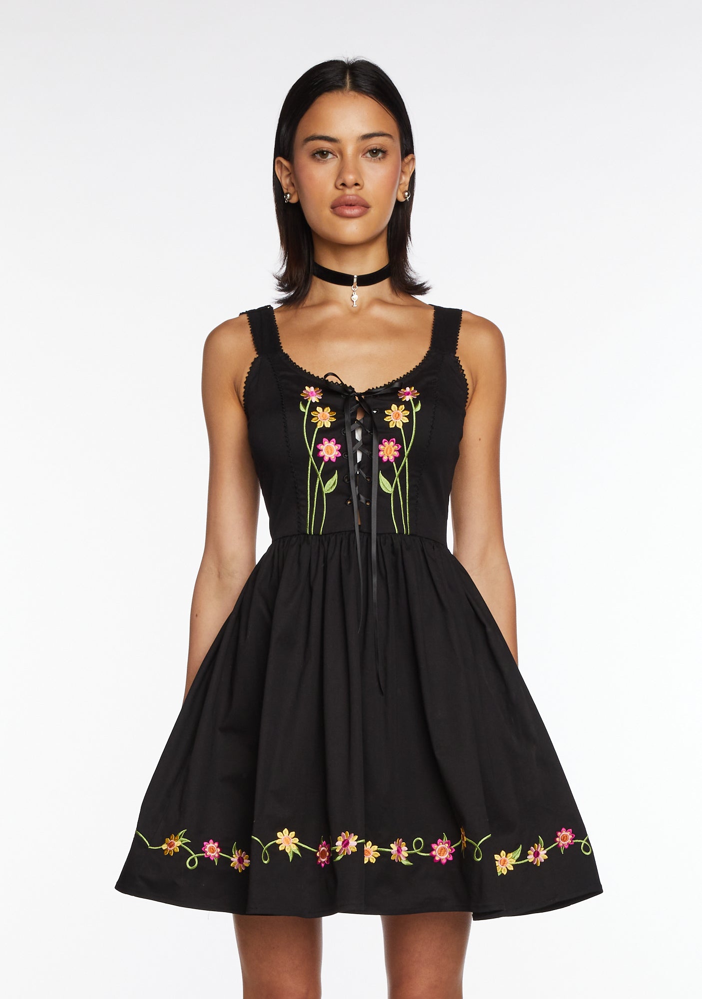 dELiA*s by Dolls KillFloral Fit And Flare Mini Dress - Black dELiA*s by Dolls KillFloral Fit And Flare Mini Dress - Black