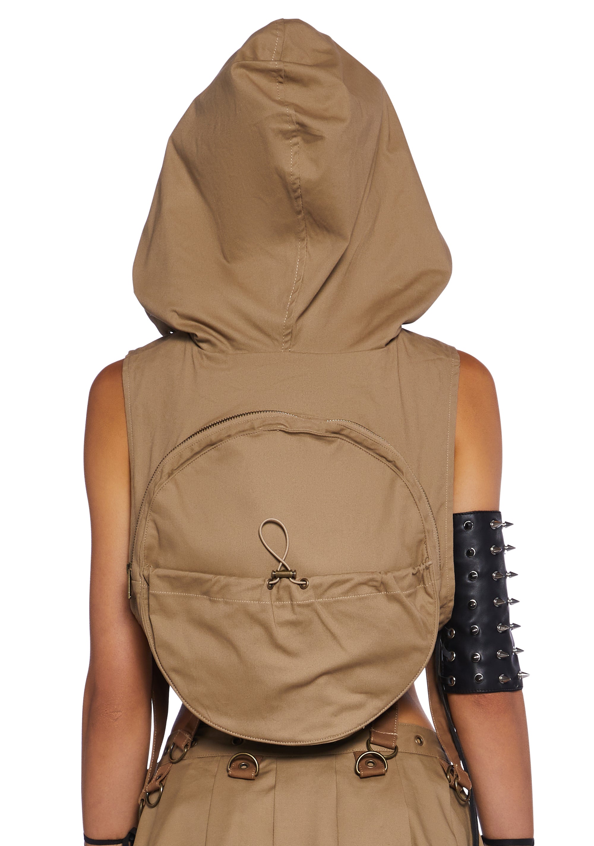 Club Exx Burning Man Cropped Backpack Hoodie - Sand – Dolls Kill