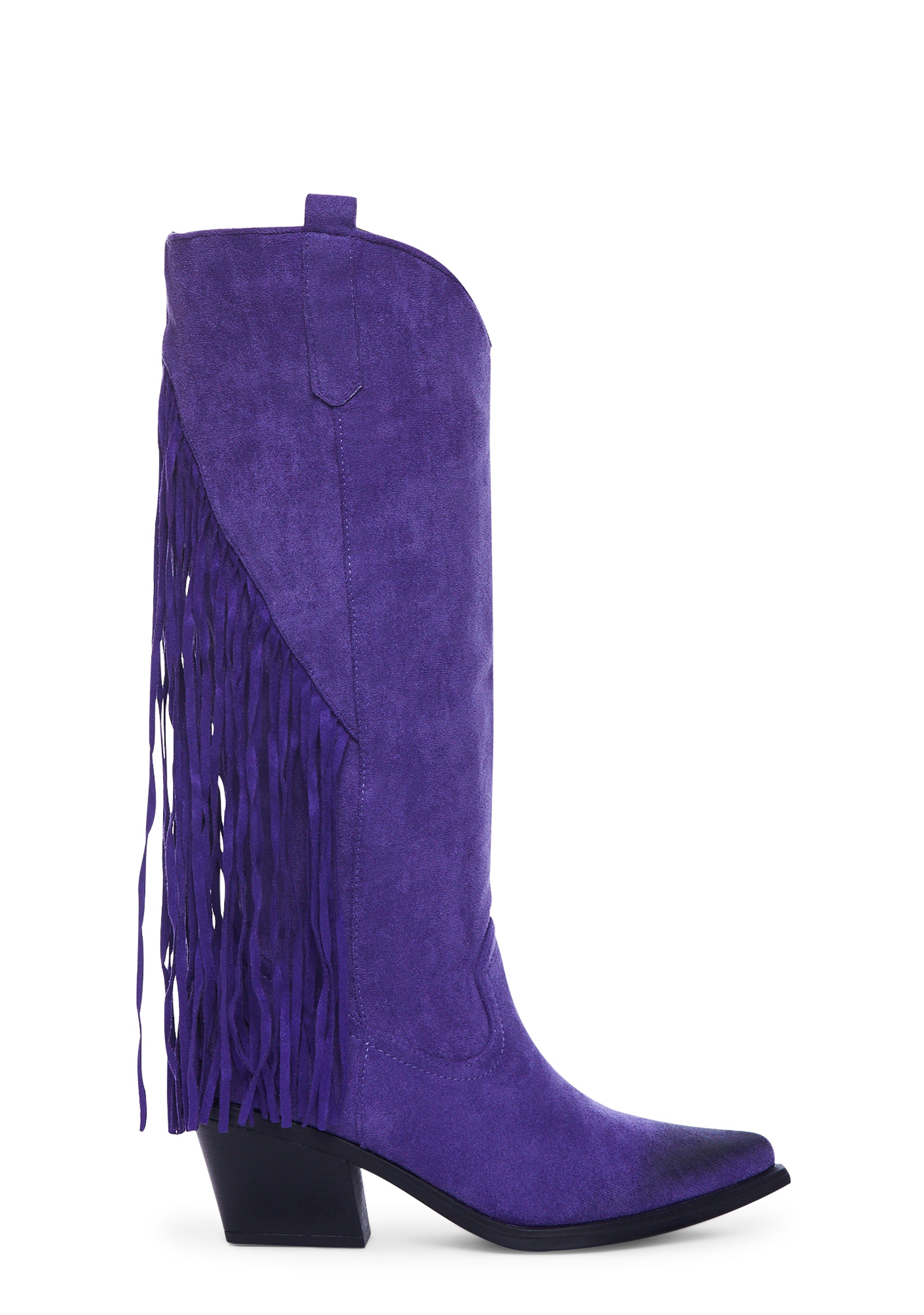 Purple fringe boots on sale