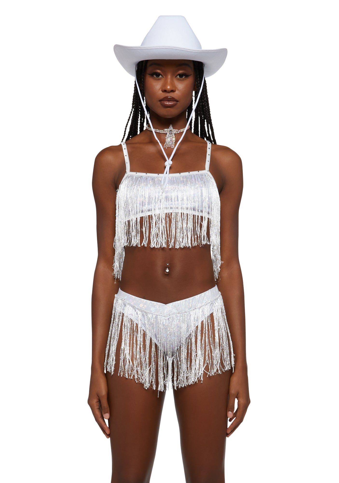 Sexy Rave Fringe Cowgirl Costume White Dolls Kill