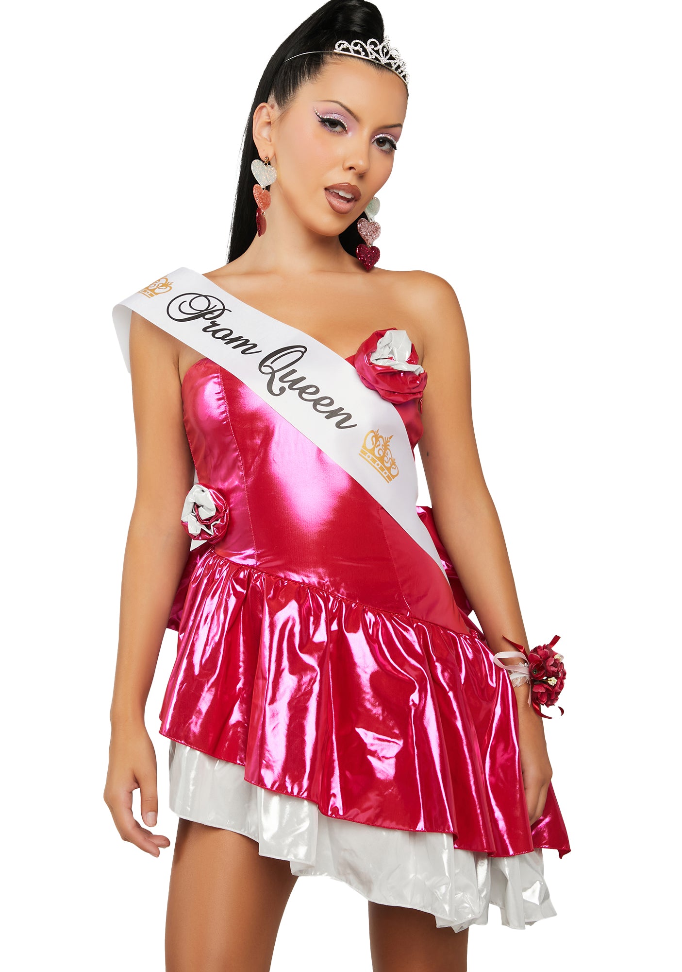 Trickz N' Treatz 80s Prom Dress Costume Set Metallic Pink