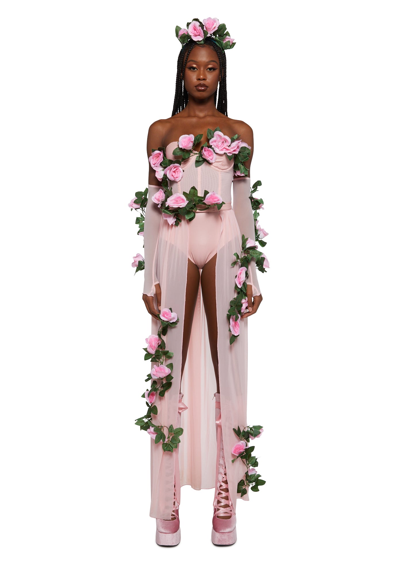 light pink dress halloween costume Custom Pink Plaid Dress With Jewelry & Bow: Halloween Costume