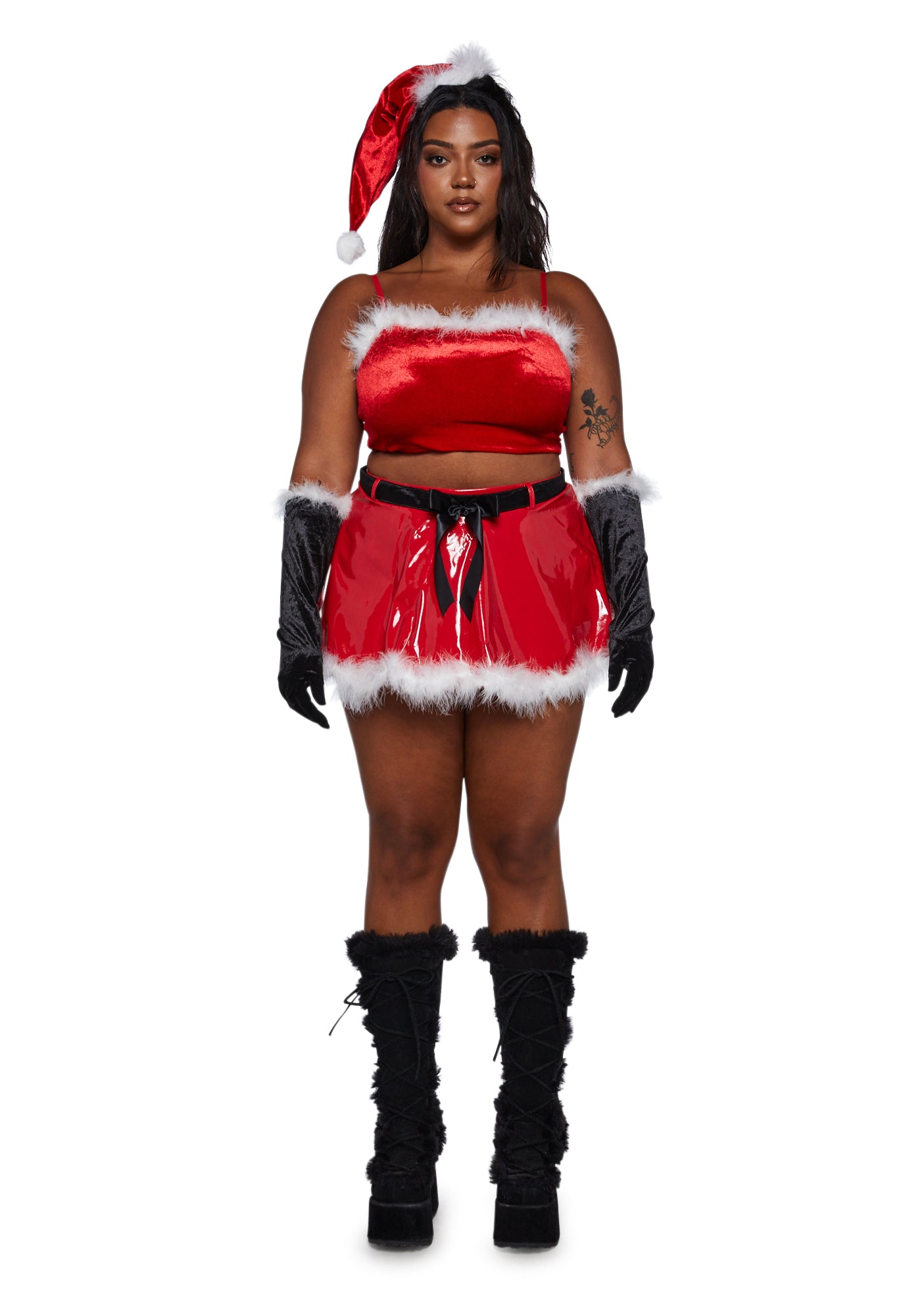 Plus Size Mean Girls Movie Jingle Bell Santa Sexy Womens Halloween Costume Red Black Dolls Kill