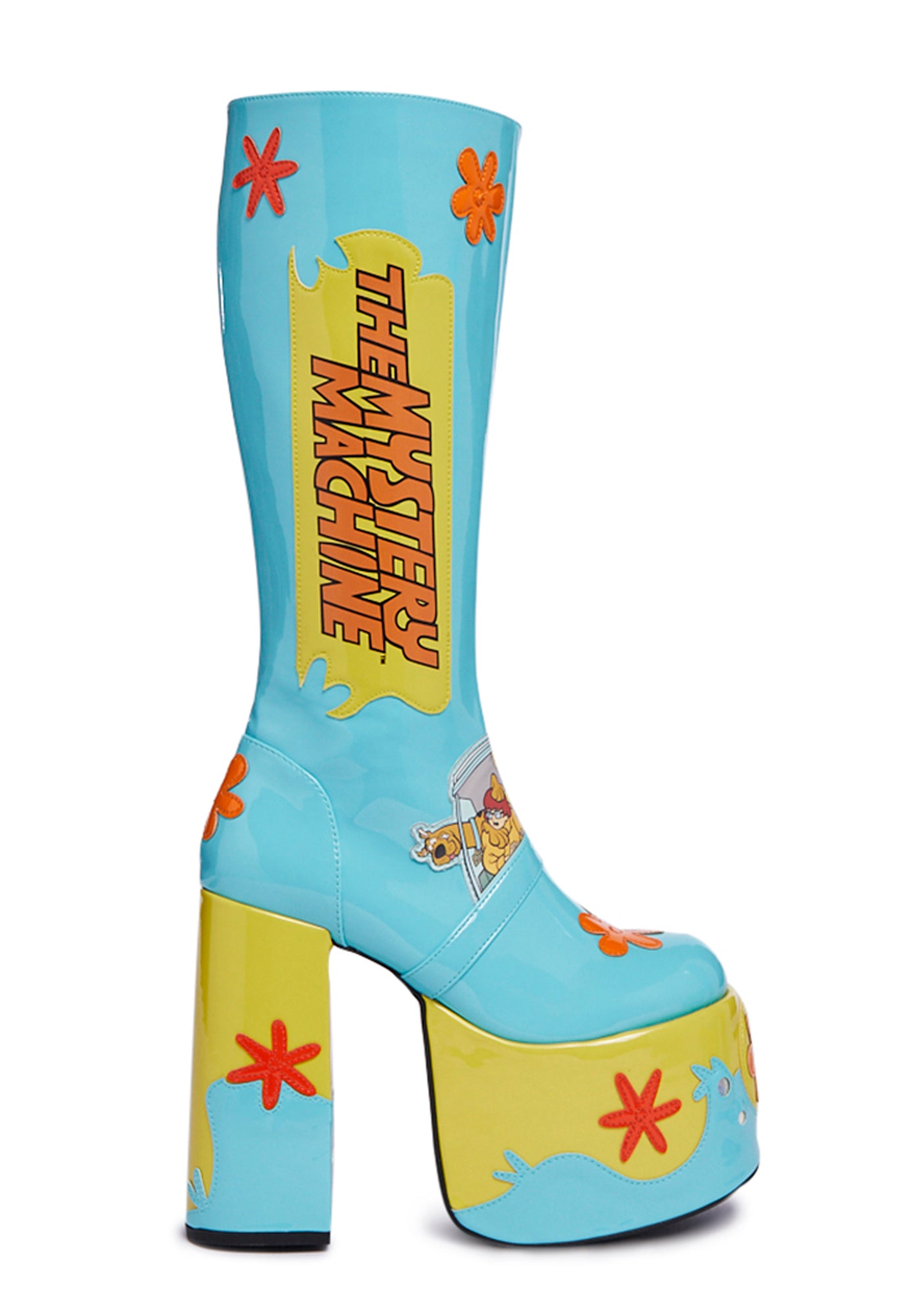 Dolls Kill X Hanna Barbera Mystery Machine Platform Boots - Blue/Green