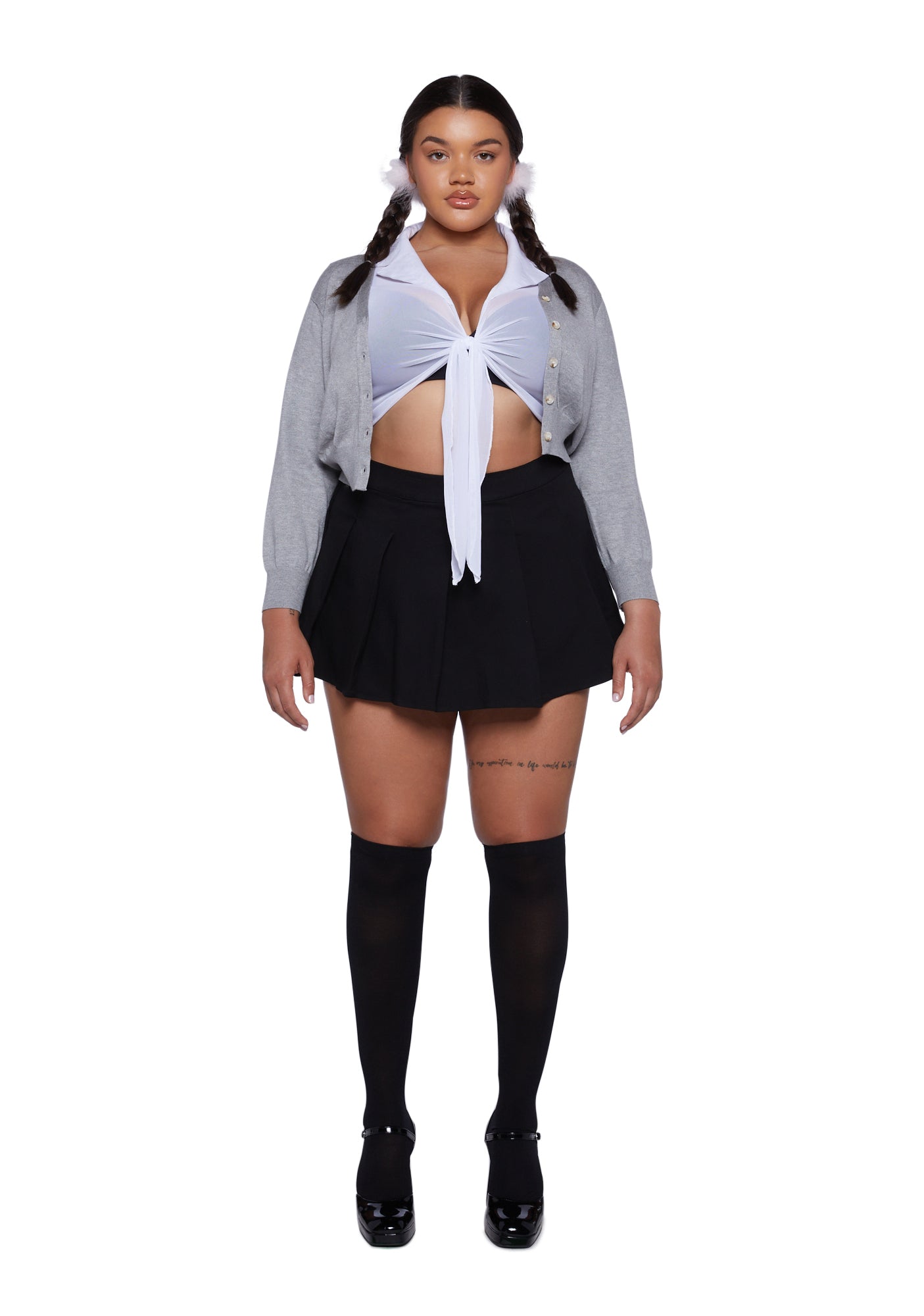 Plus Size Britney Spears Sexy School Girl Popstar Costume - Grey – Dolls  Kill