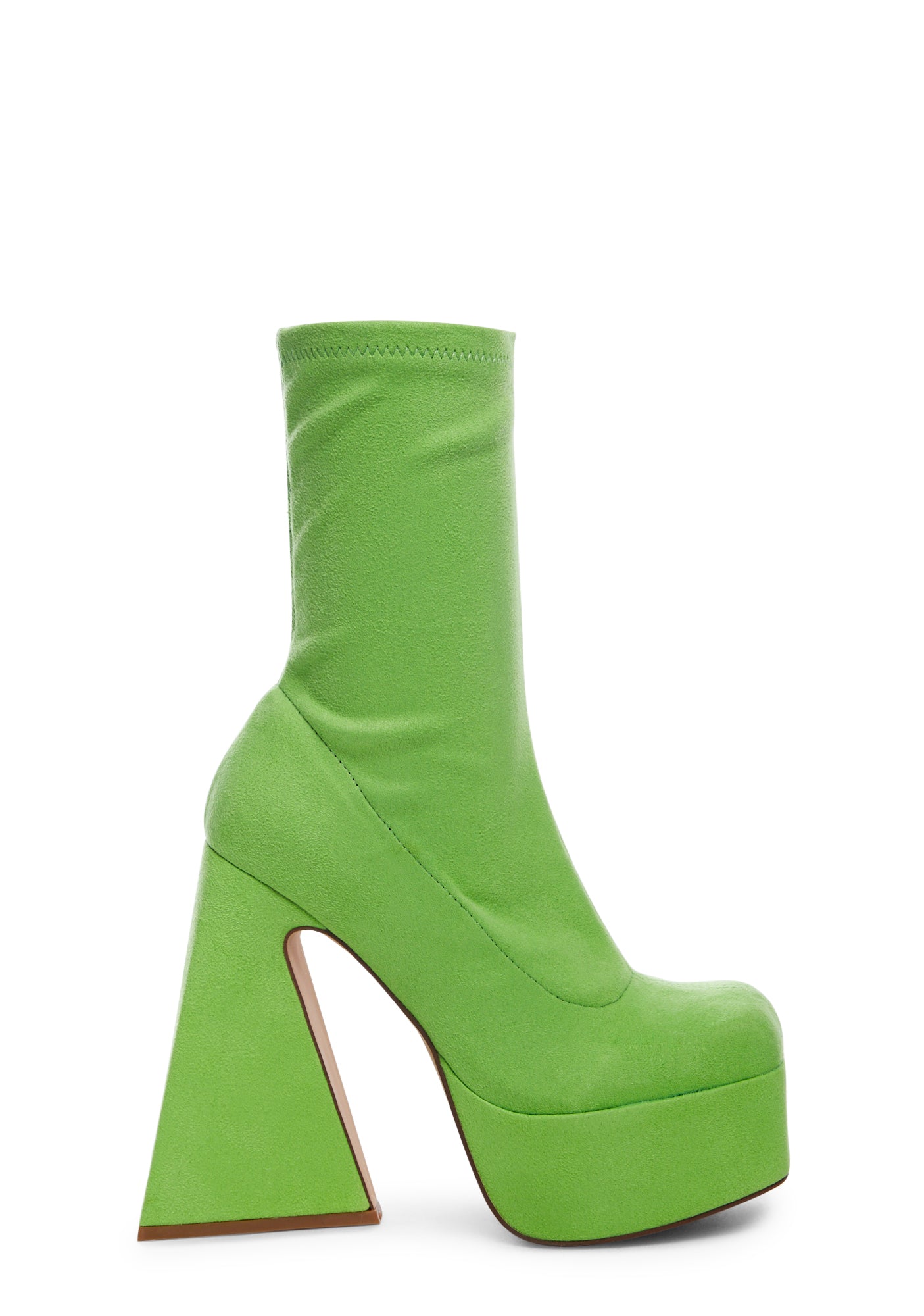 Lemon Drop by Privileged Vegan Suede Platform Boots Lime Dolls Kill