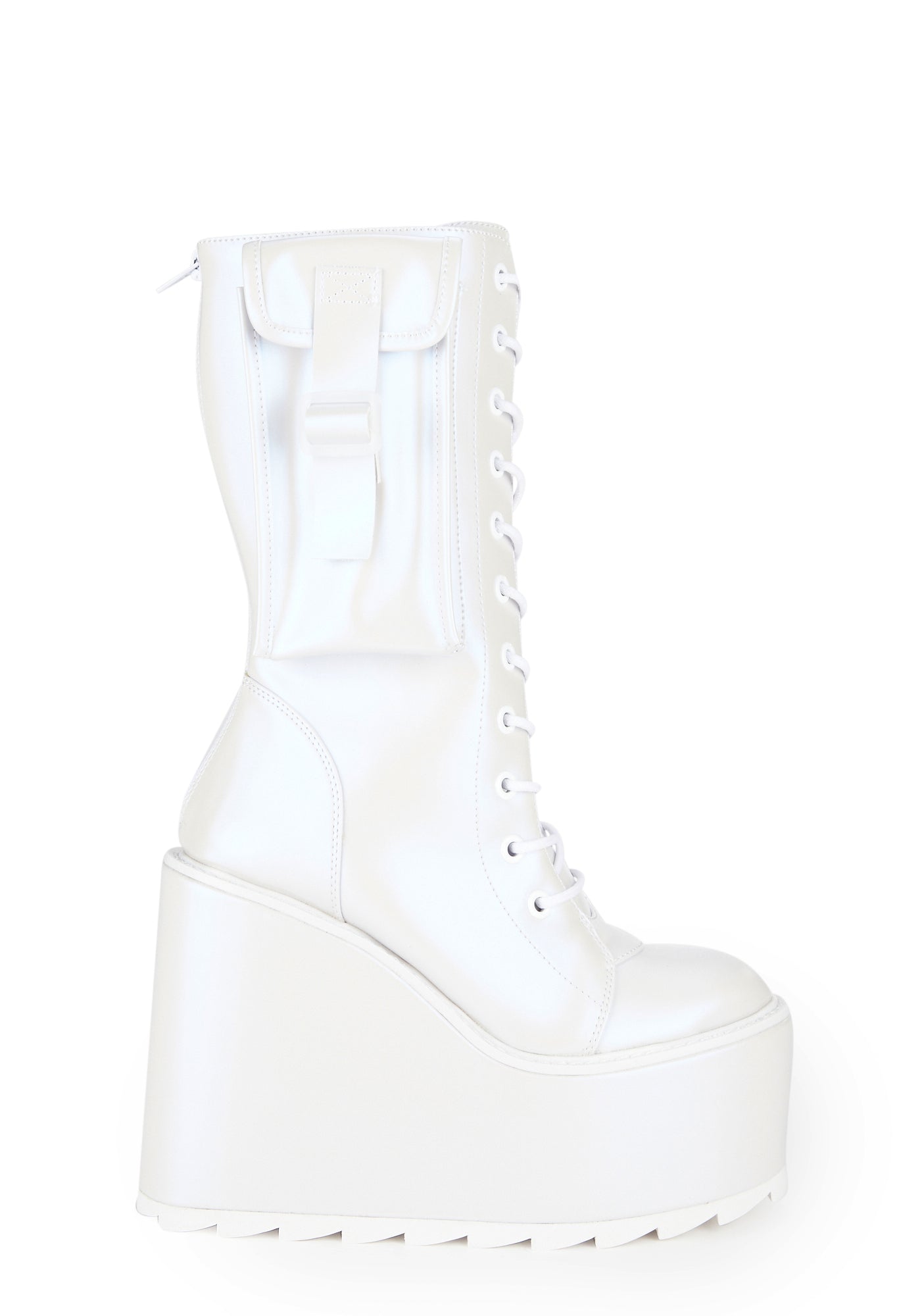 Y.R.U. Pocket Platform Boots Pearl White