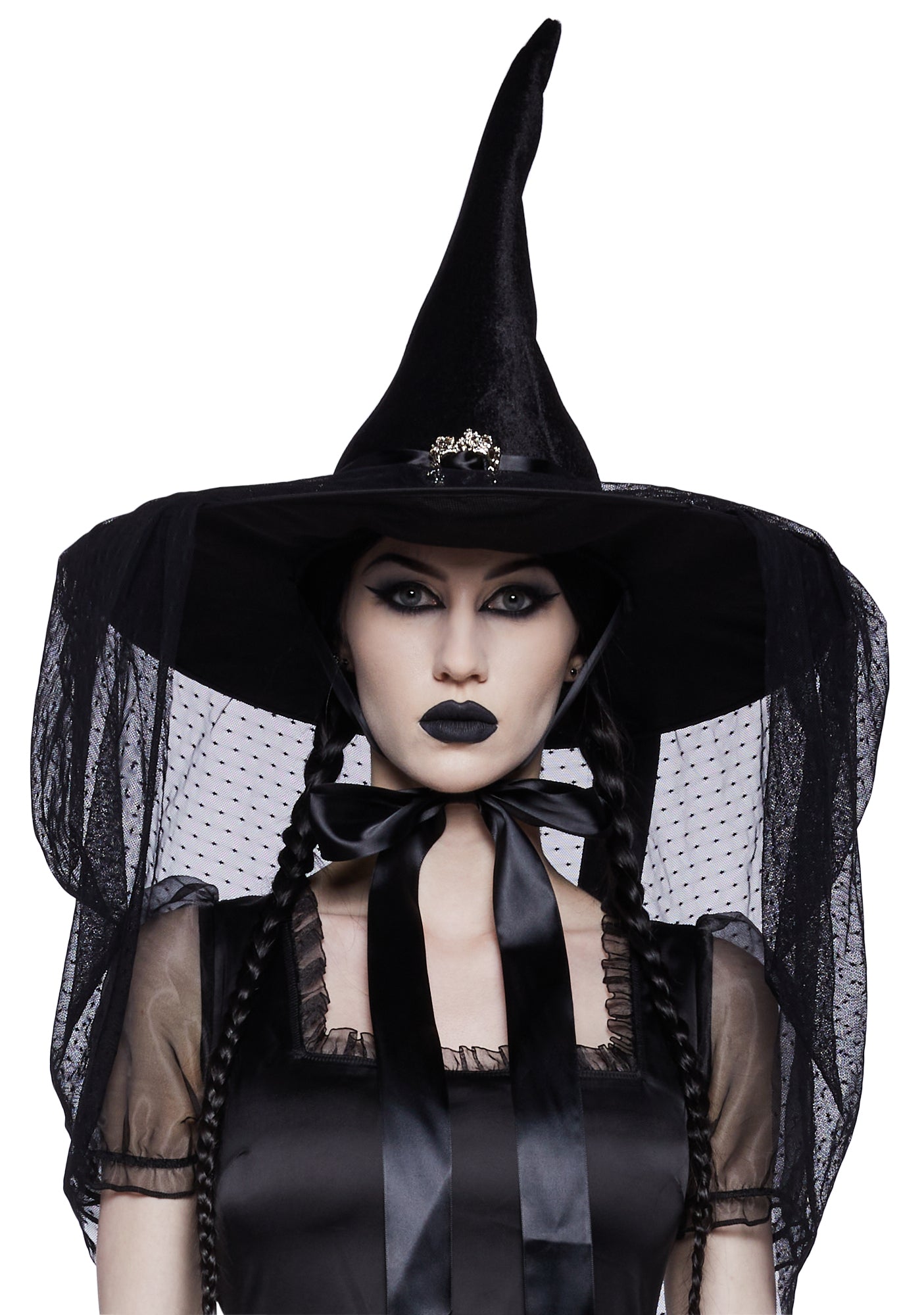 Womens Witch Hat Velvet Belt Buckle Hats Female Halloween Costume