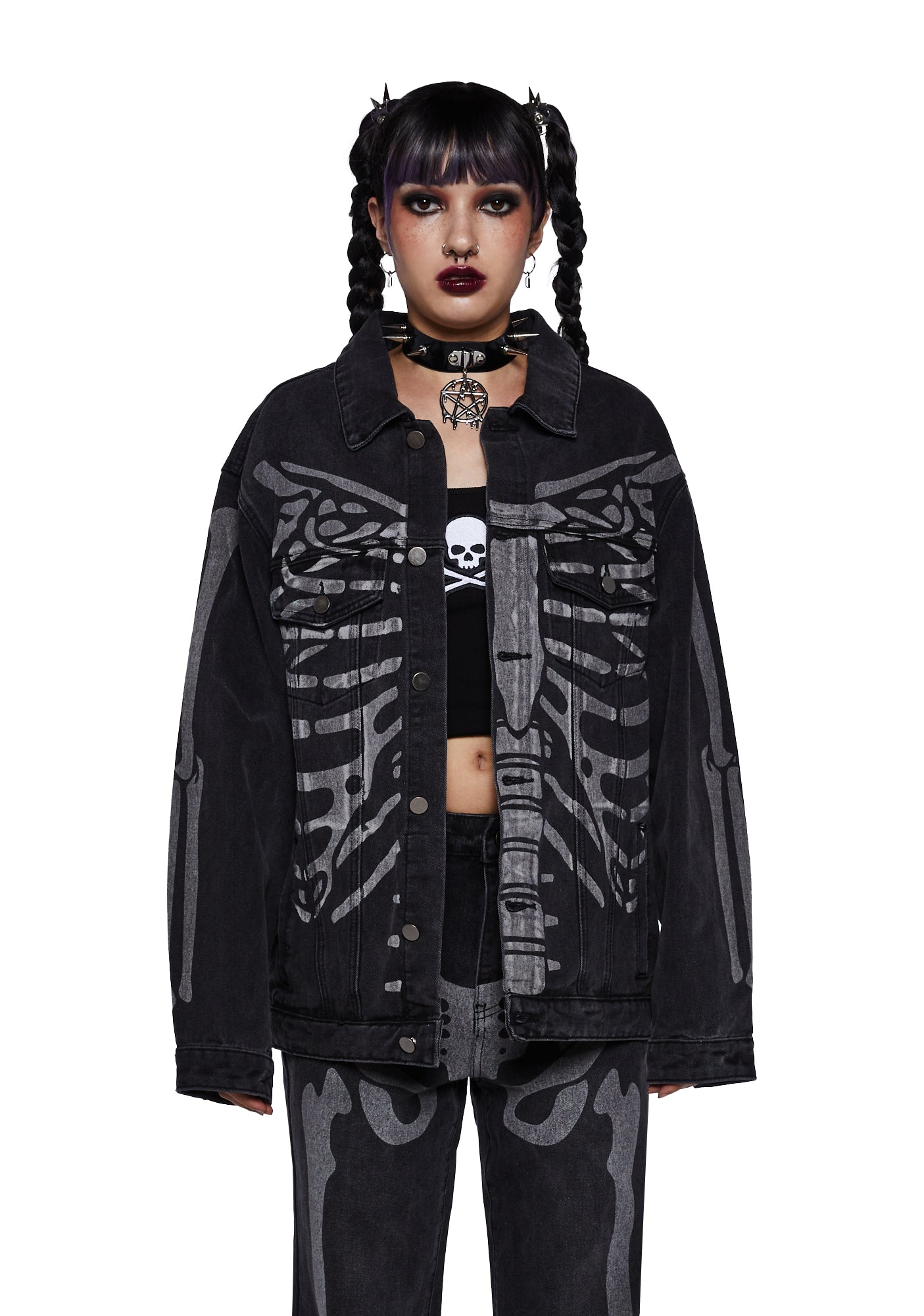 Skeleton denim jacket deals