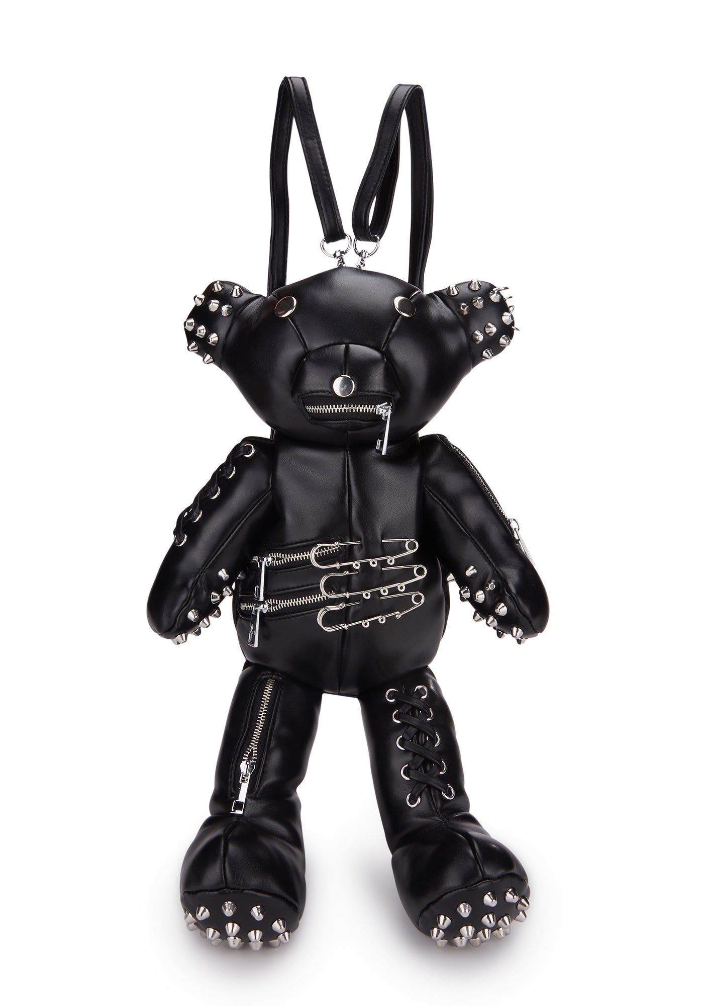 Current Mood Studded Gimp Teddy Bear Backpack - Black | One Size