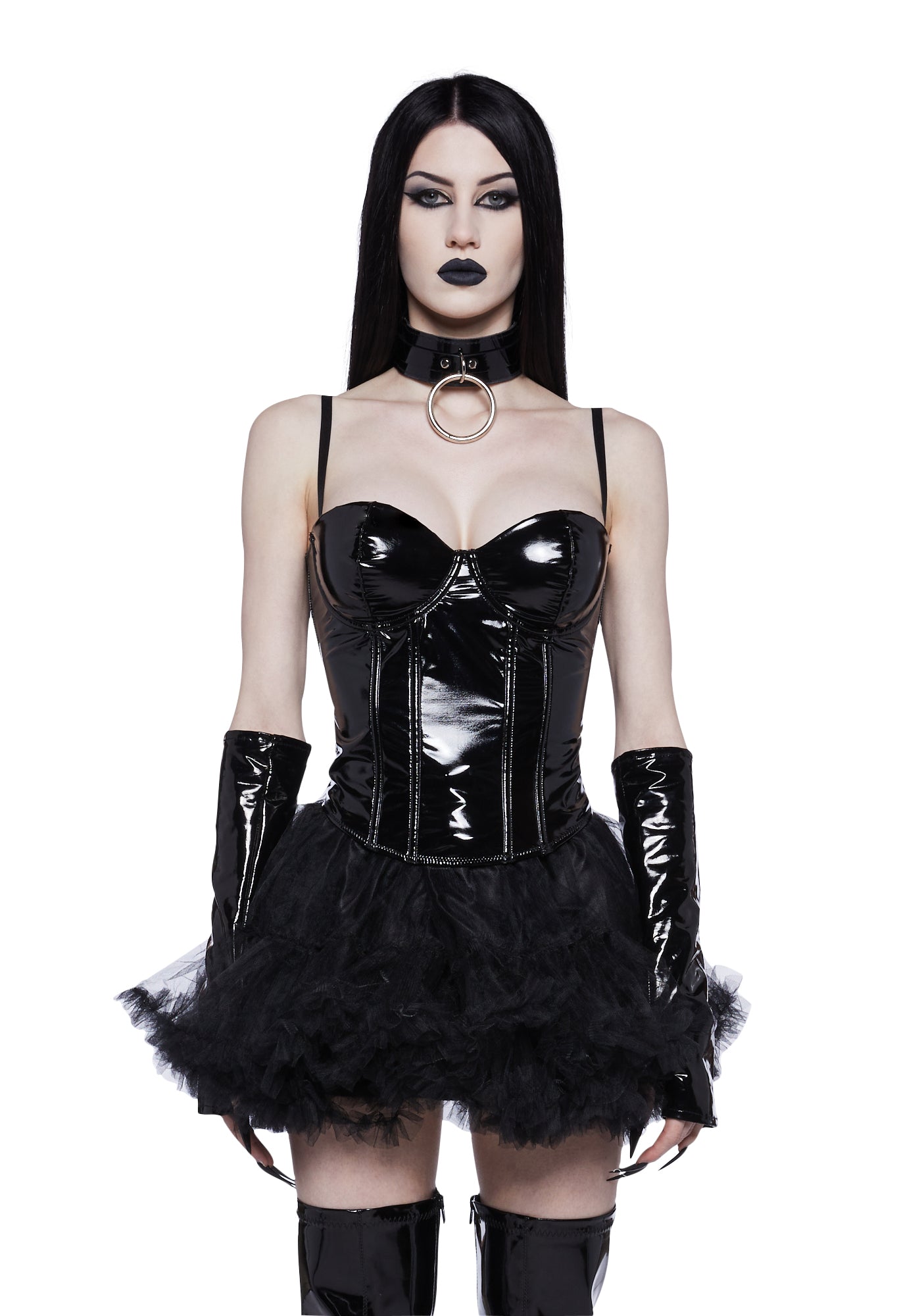 Sexy Womans Halloween Costume Vampire Devil PVC Corset Top - Black Dolls Kill Sexy Womans Halloween Costume Vampire Devil PVC Corset Top - Black Dolls Kill
