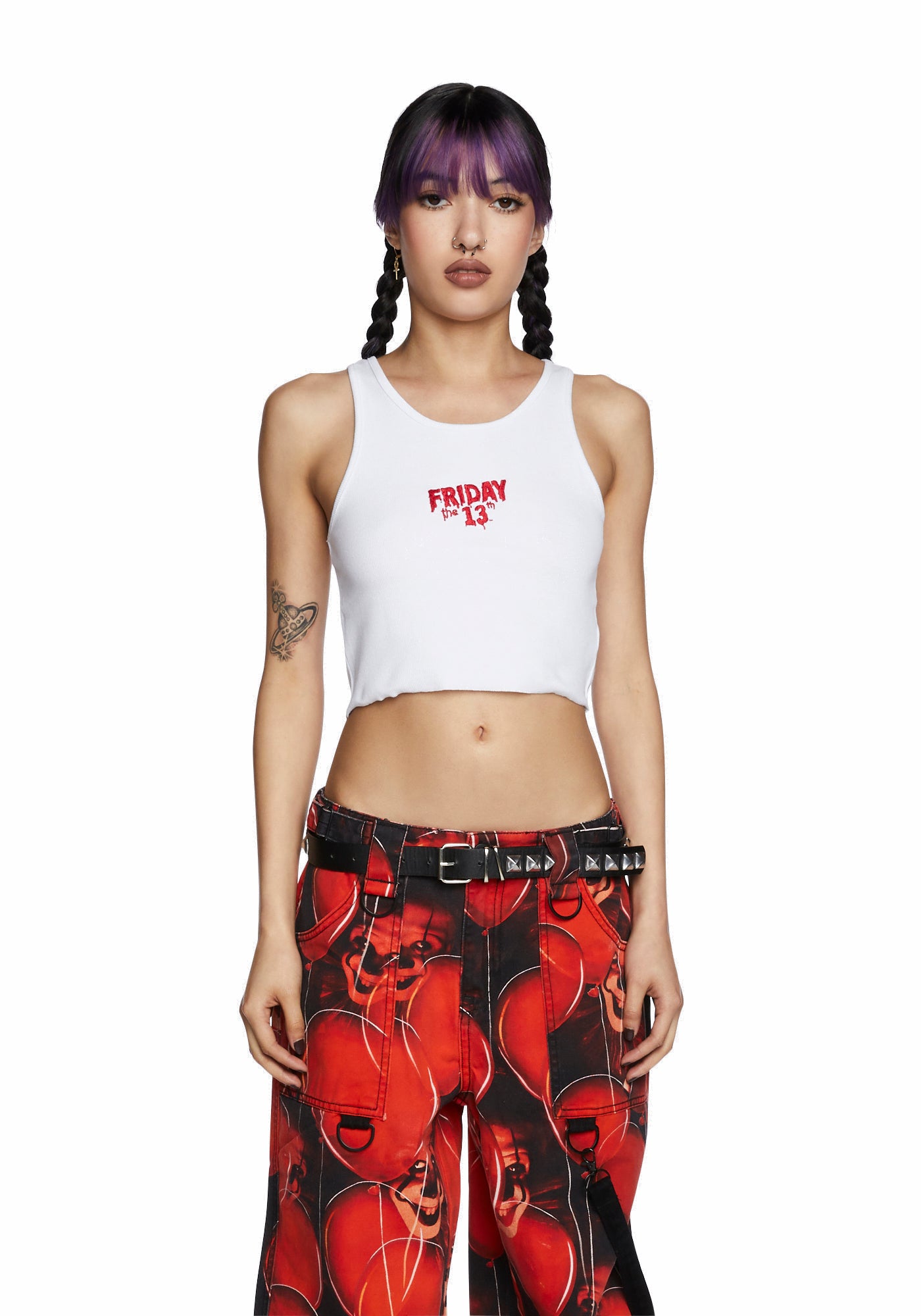 Dolls Kill x WB Horror Friday The 13th Embroidered Tank Top