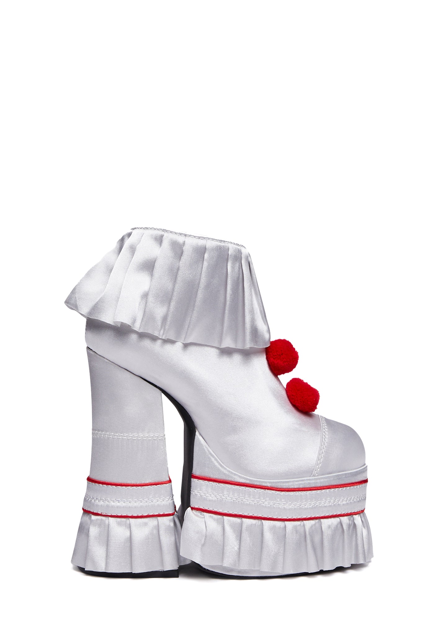 Dolls Kill x WB Horror Pennywise Platform Ankle Boots White Red