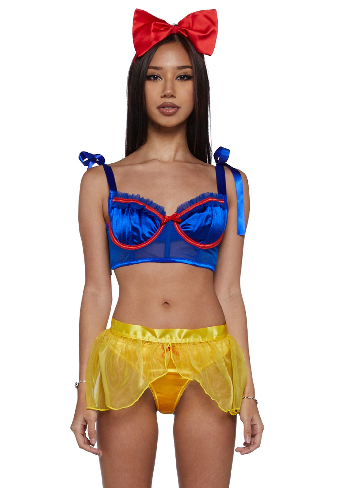 Fairest Princess Snow White Sexy Womens Halloween Costume Lingerie Set - Yellow Blue Red Fairest Princess Snow White Sexy Womens Halloween Costume Lingerie Set - Yellow Blue Red