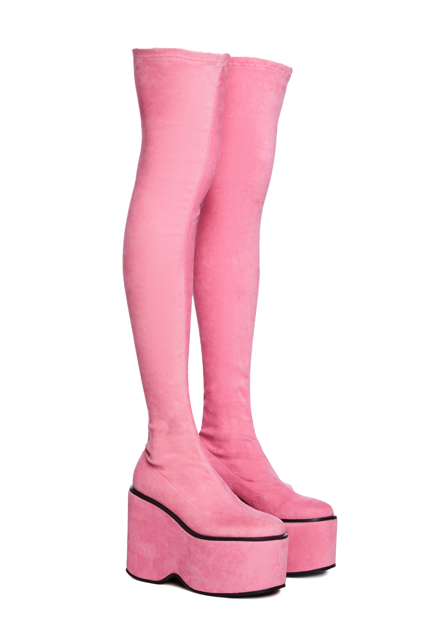 Pink suede thigh high boots shop