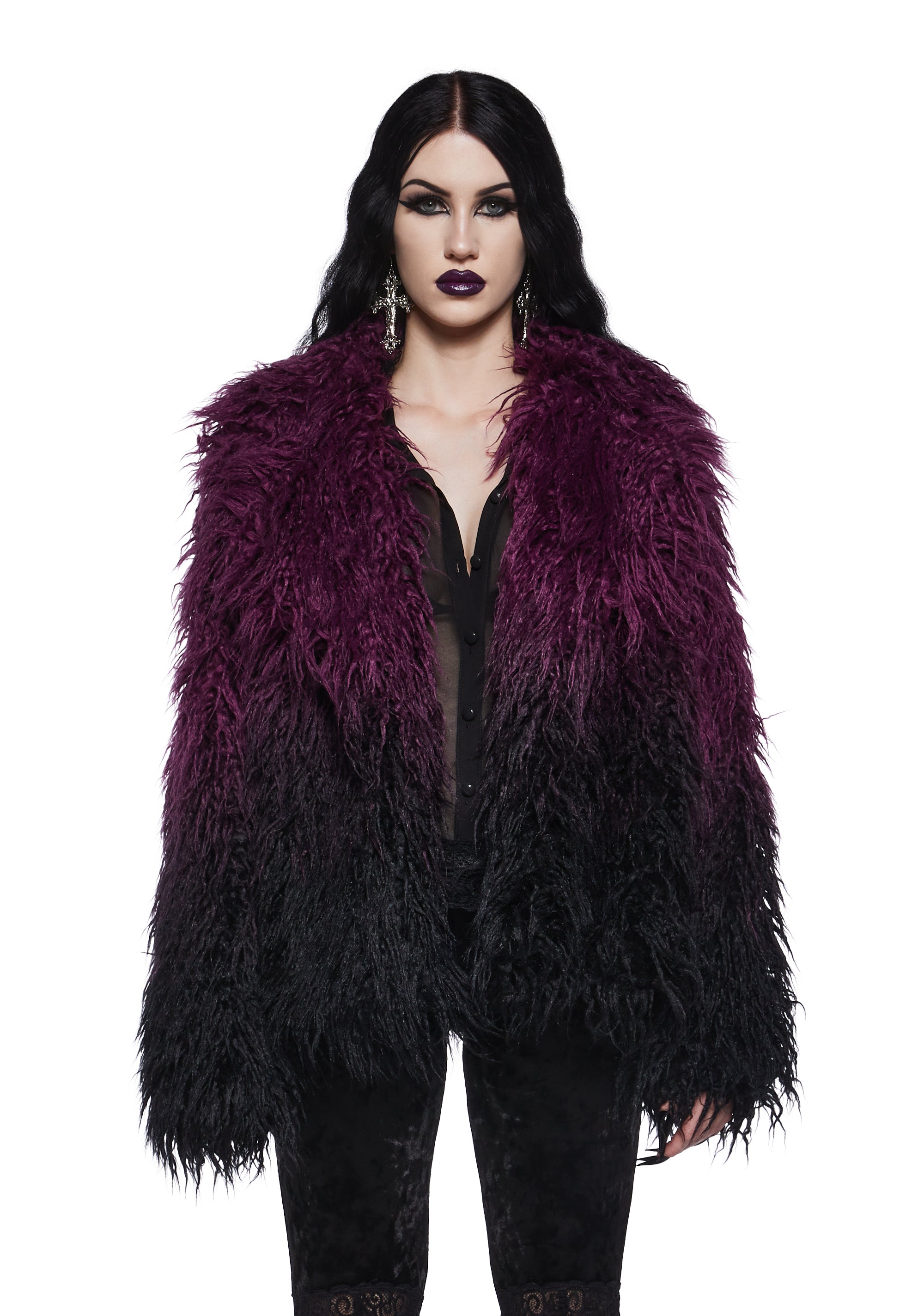 Widow Ombre Faux Fur Jacket - Purple