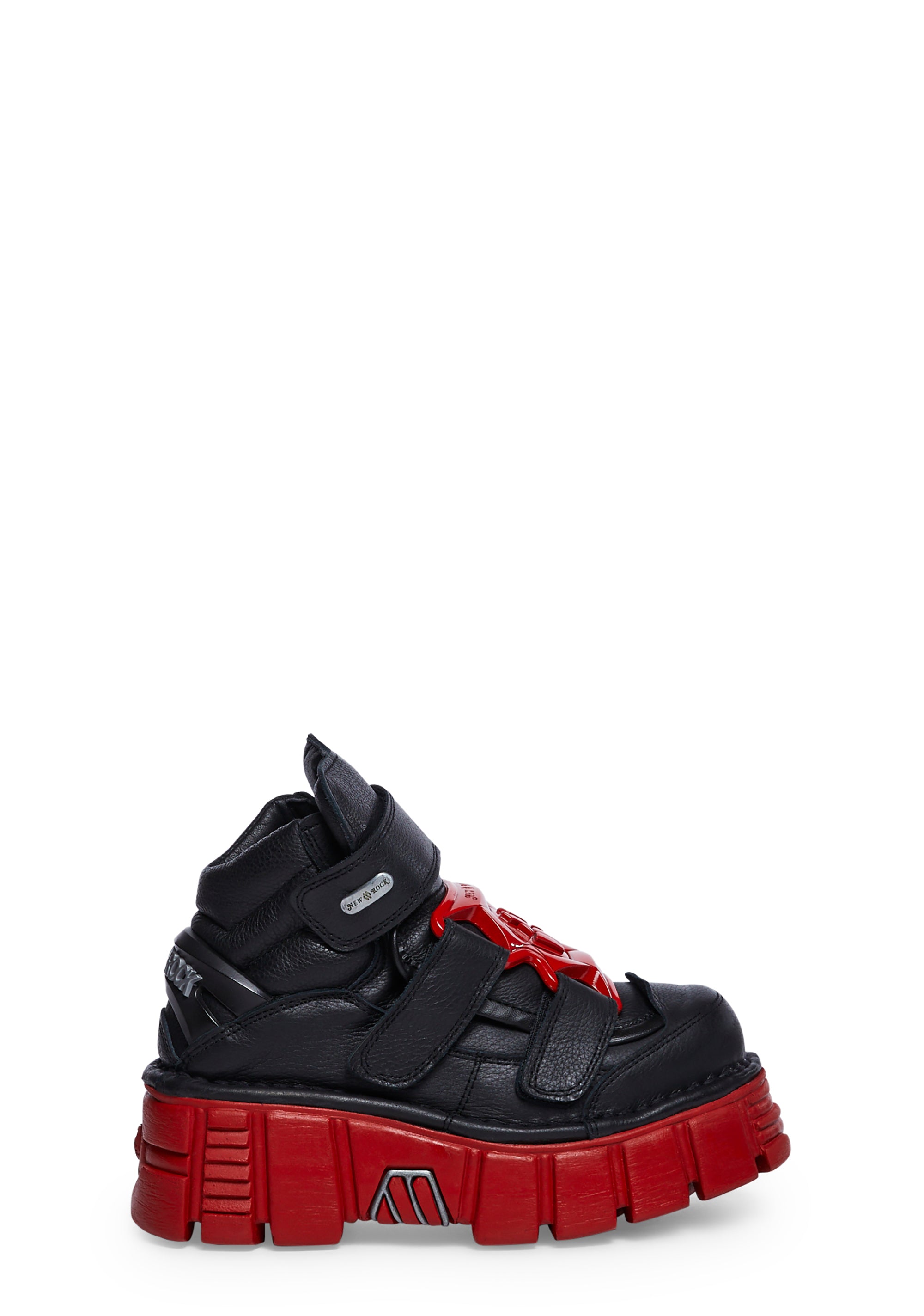 【opium】NEWROCK BOOTS RED BLACK New Rock 591-S1 Red Flame Metal Black Leather Heavy Punk