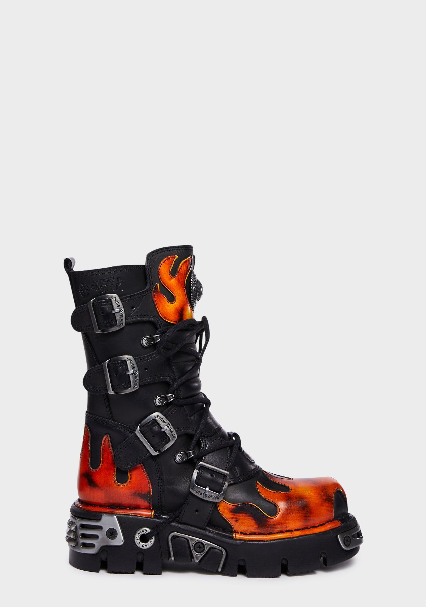 New Rock Red Flame Metal Newrock 591-S1 Gothic Boots For Young Men New Rocks