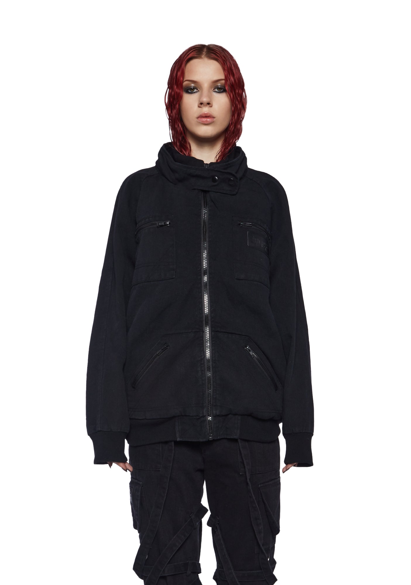 Oversized bomber jacket with hood clearance