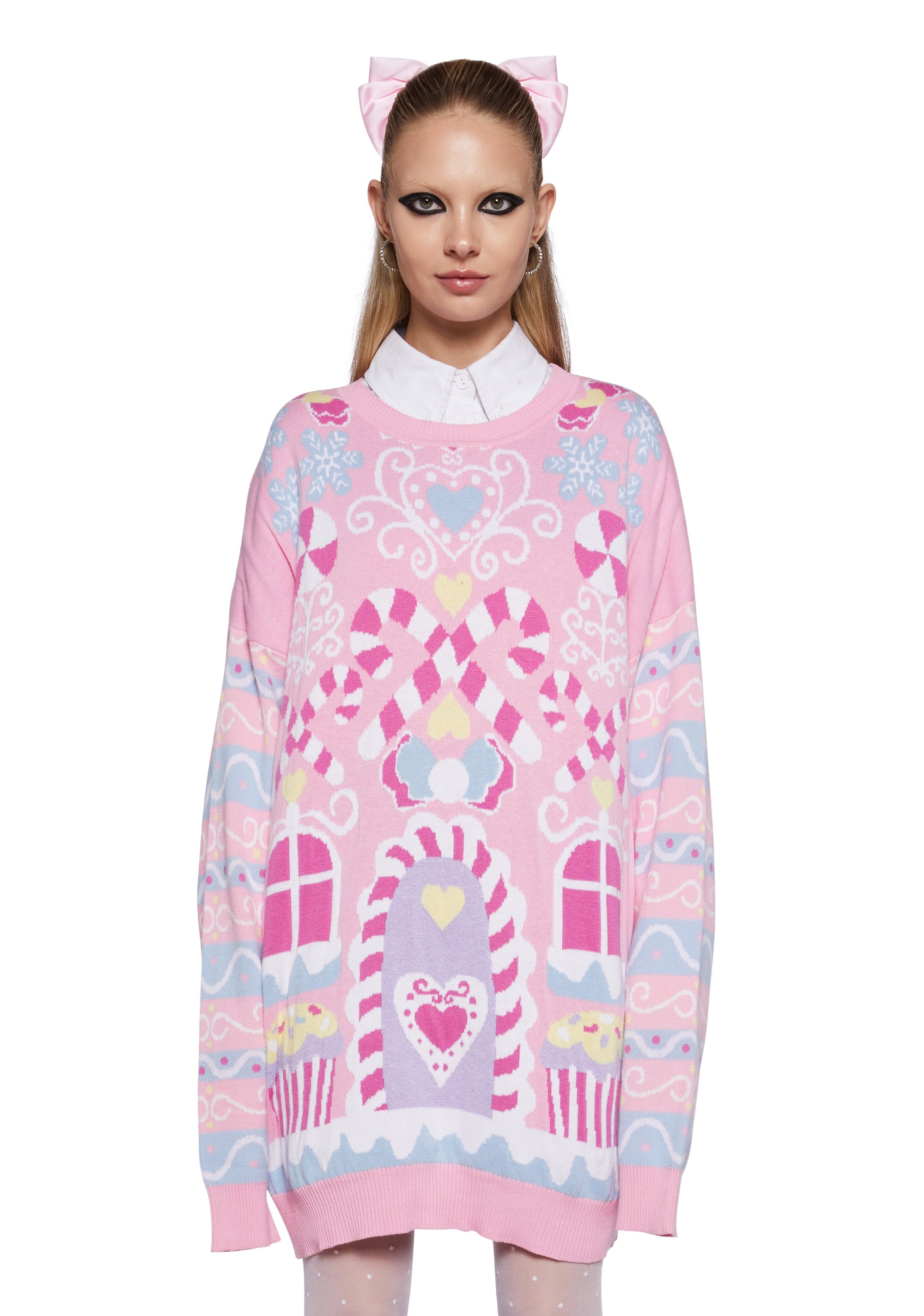 Sugar Thrillz Gingerbread House Oversized Sweater Multi Dolls Kill