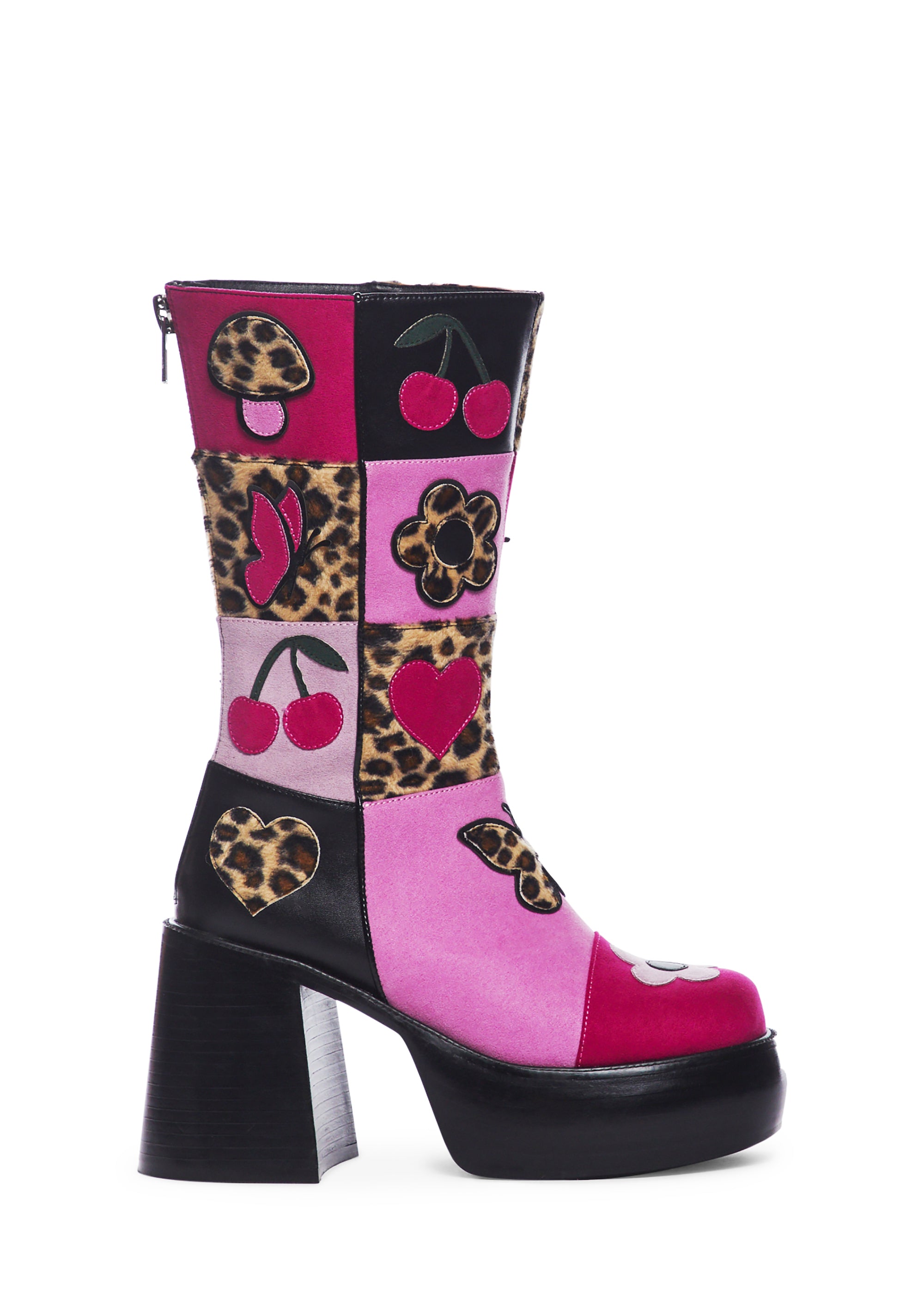 Delia's by Dolls Kill Patchwork PU Leopard Platform Boots