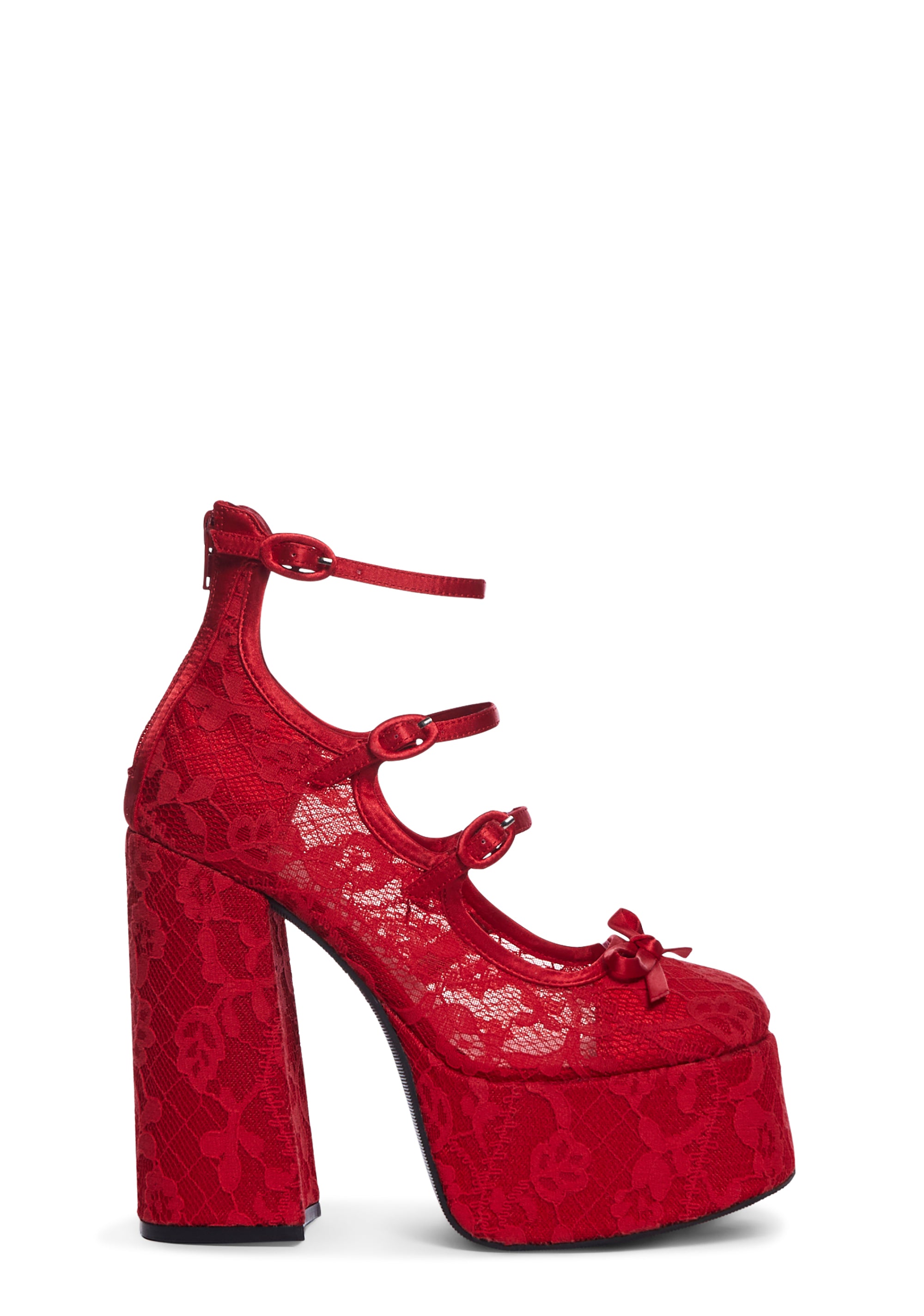 Sugar Thrillz Floral Lace Platform Heels Red Dolls Kill