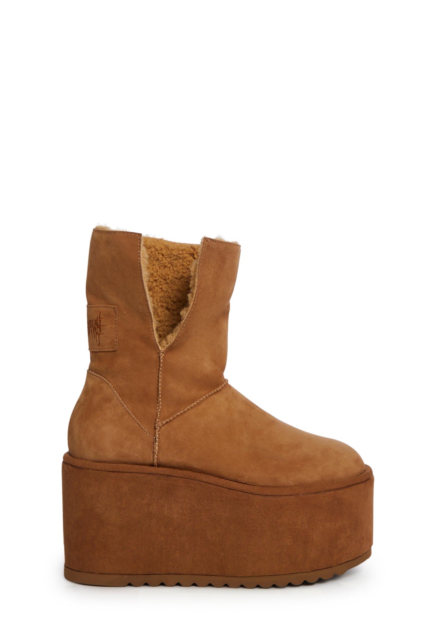 Darker Wavs Suede Platform Boots With Fleece Lining - Brown