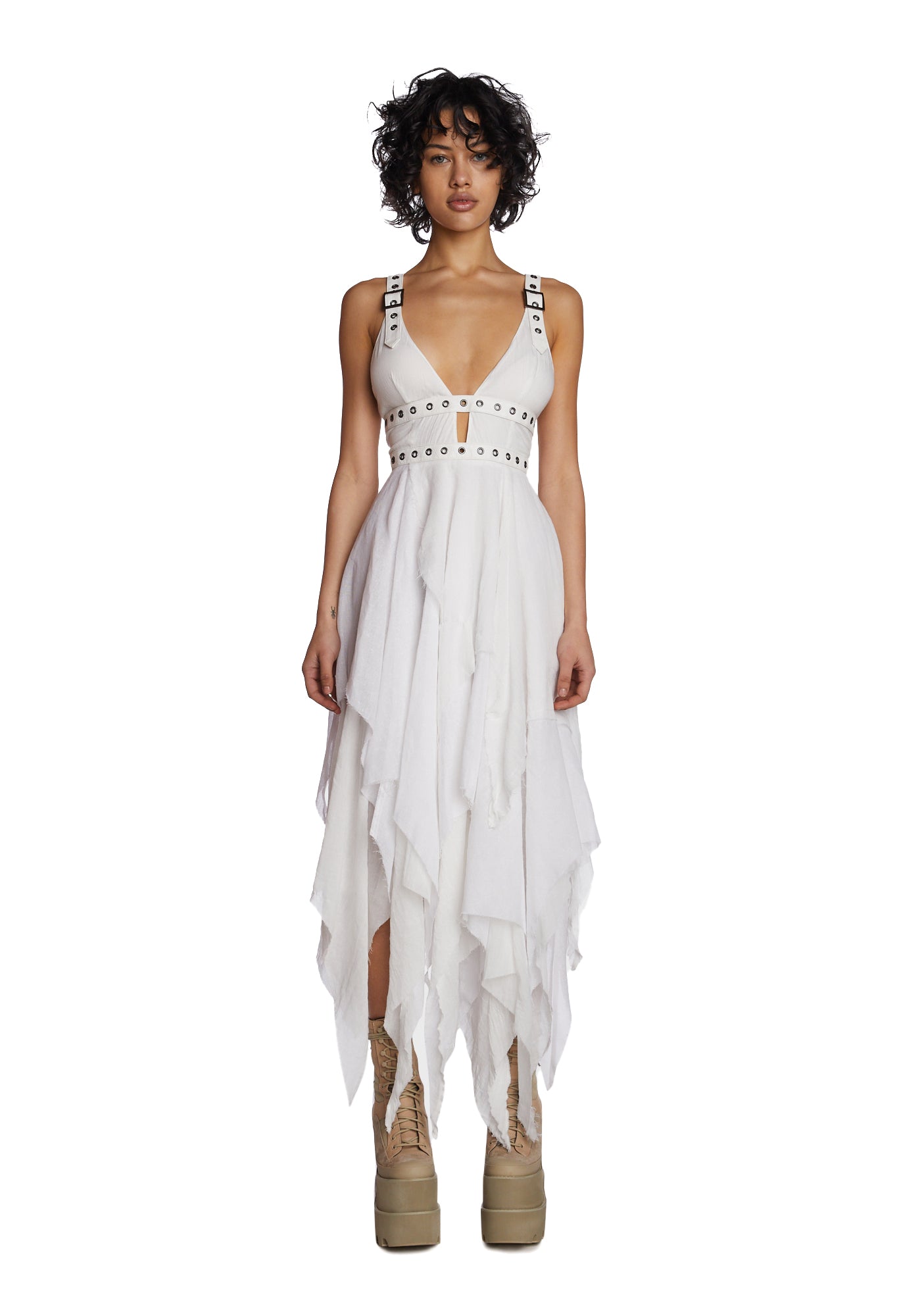 Darker Wavs Midi Dress With Contrast Buckle Straps